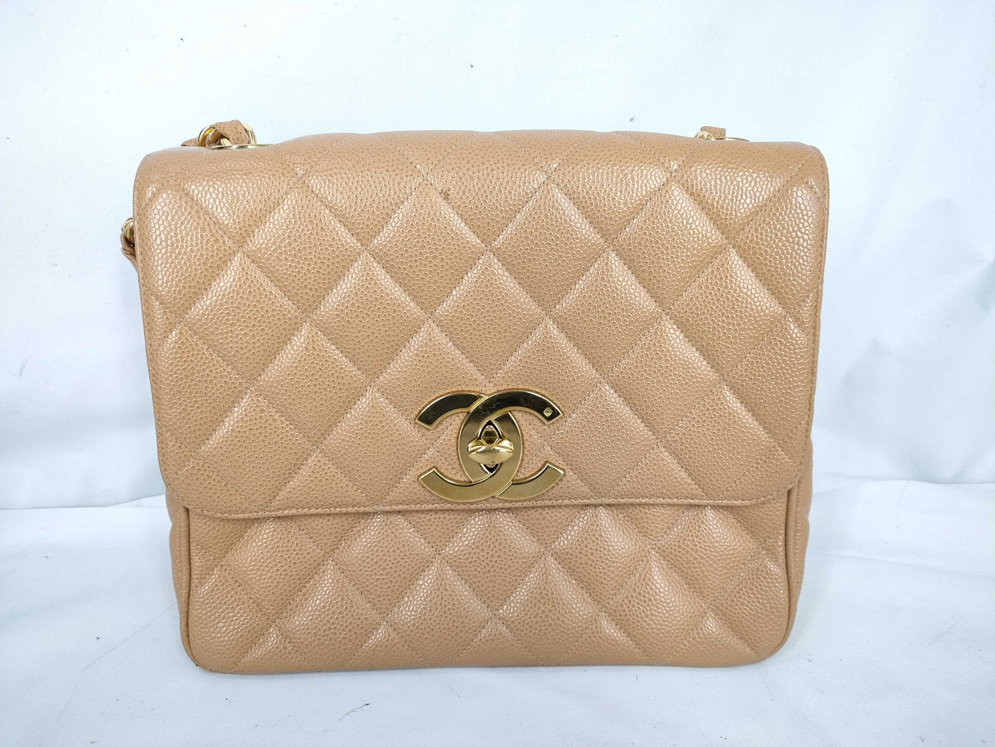 CHANEL Caviar Skin CHANEL Matelasse Caviar Skin Chain Shoulder Bag, No. 3, with Seal