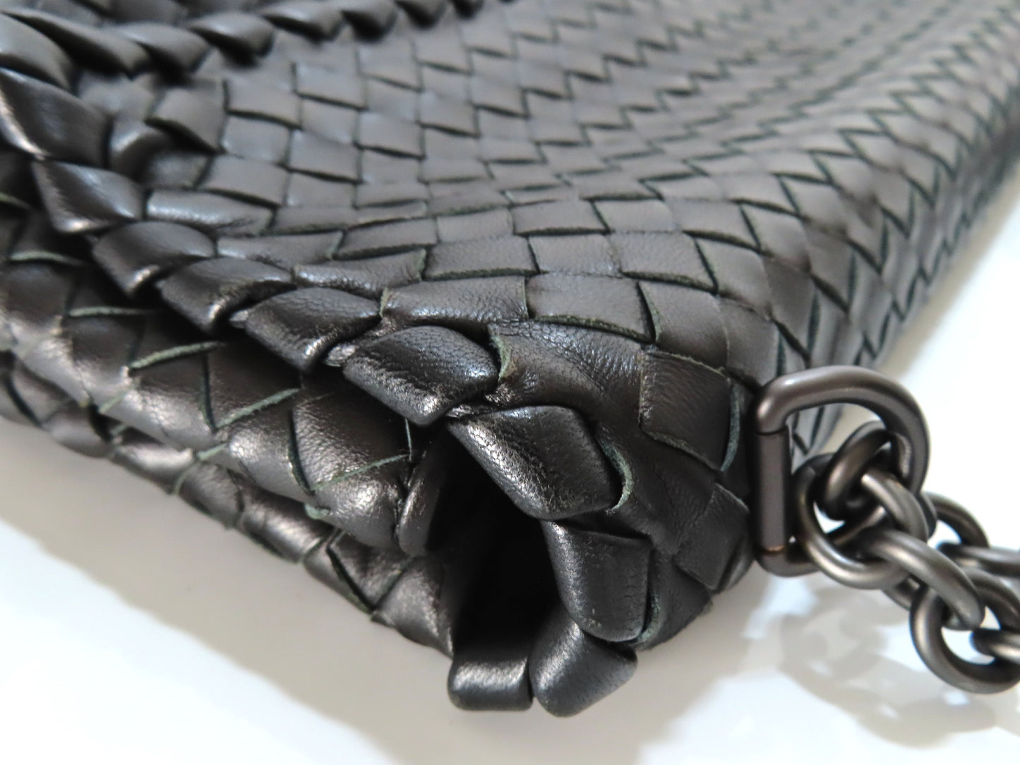 BOTTEGA VENETA Chain Shoulder Bag, Black Leather