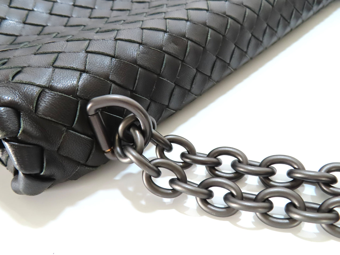 BOTTEGA VENETA Chain Shoulder Bag, Black Leather