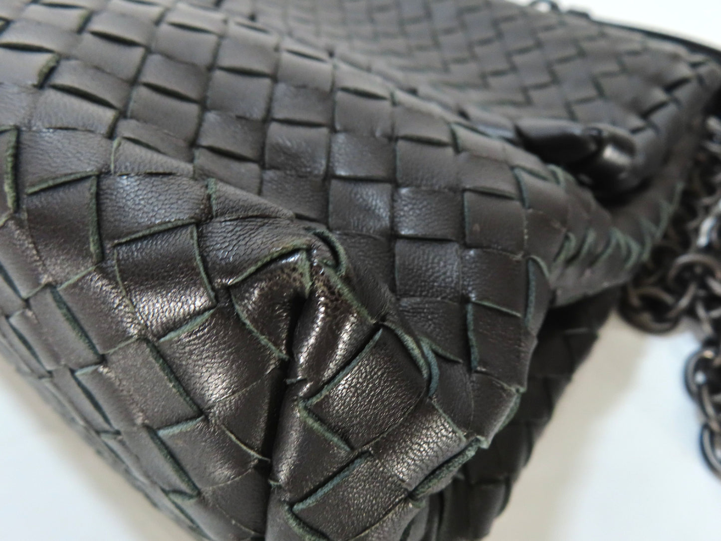 BOTTEGA VENETA Chain Shoulder Bag, Black Leather