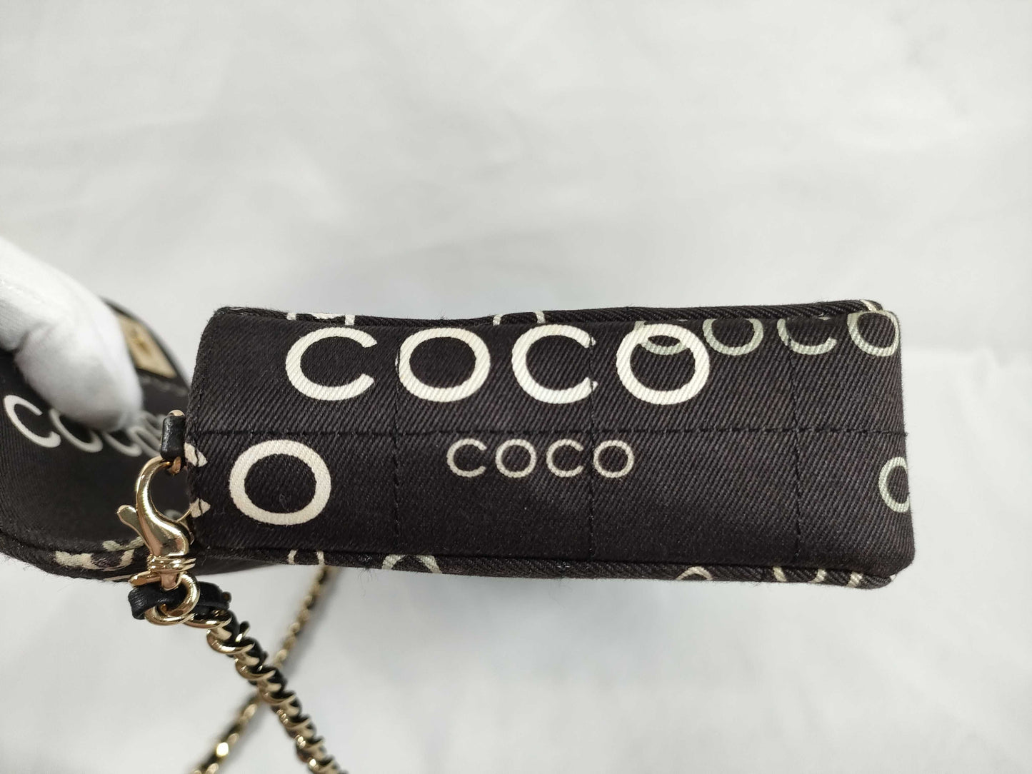 CHANEL Coco Mark Chocolate Bar Canvas Coco Mark Black Shoulder Bag