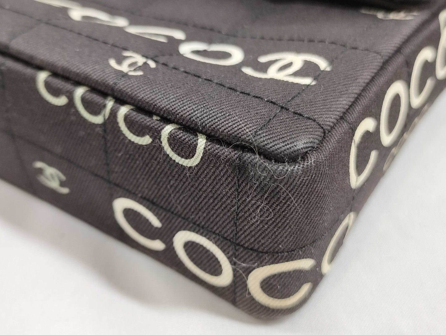 CHANEL Coco Mark Chocolate Bar Canvas Coco Mark Black Shoulder Bag