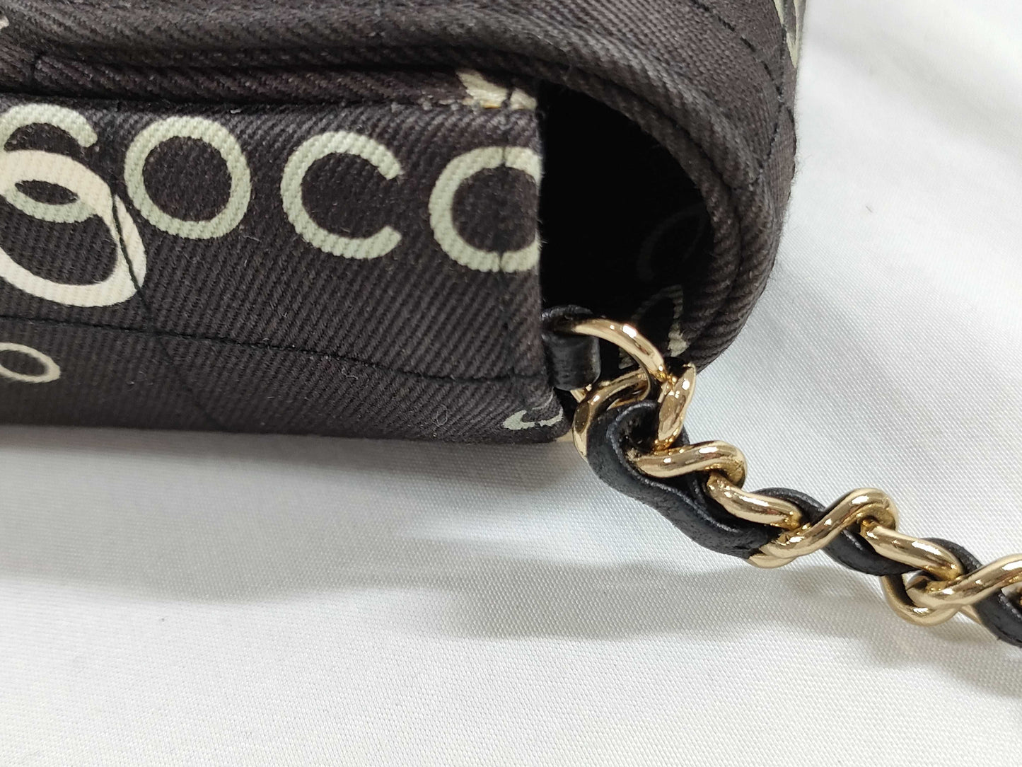CHANEL Coco Mark Chocolate Bar Canvas Coco Mark Black Shoulder Bag