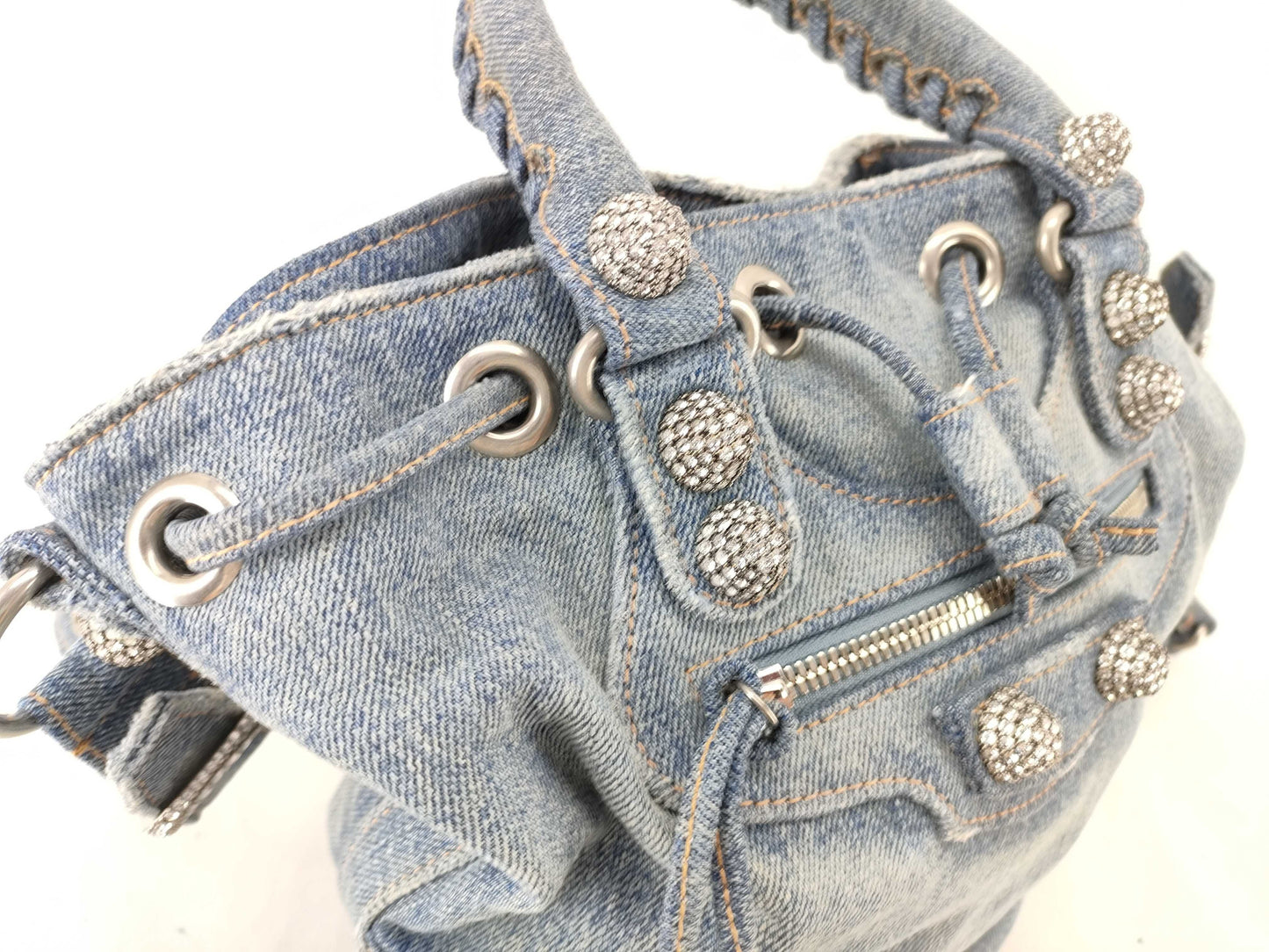 BALENCIAGA Goal XS Denim 2-Way Handbag