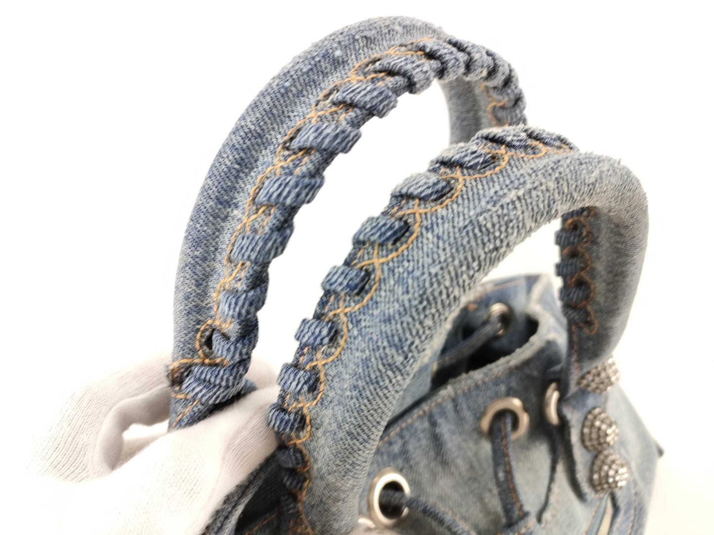 BALENCIAGA Goal XS Denim 2-Way Handbag