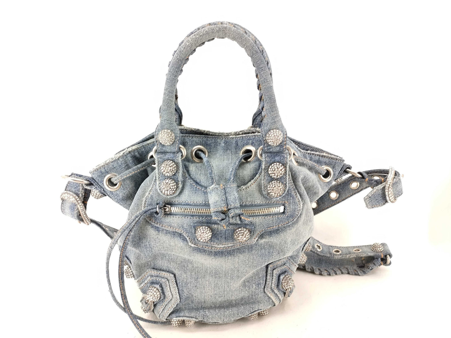 BALENCIAGA Goal XS Denim 2-Way Handbag