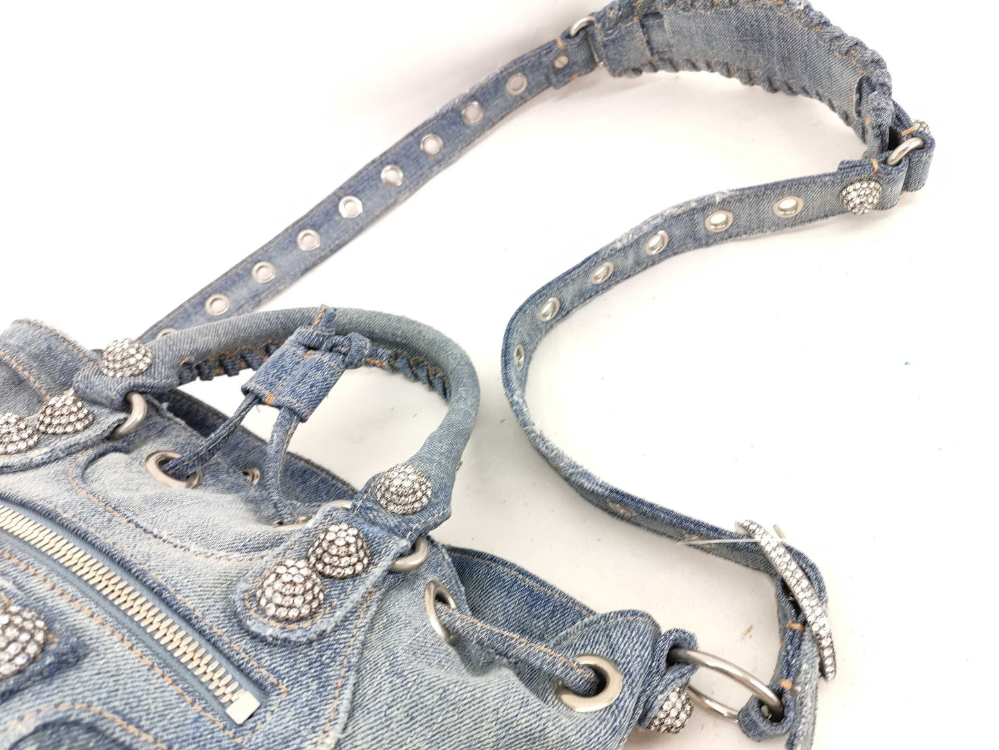BALENCIAGA Goal XS Denim 2-Way Handbag