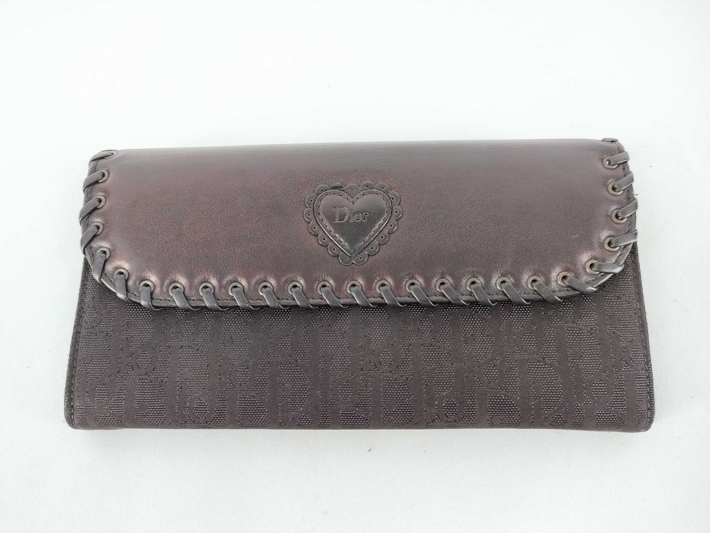 Dior Trotter Christian Dior Long Wallet Trotter Ethnic Heart Black Wallet