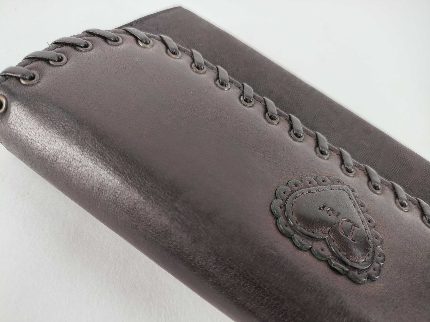 Dior Trotter Christian Dior Long Wallet Trotter Ethnic Heart Black Wallet