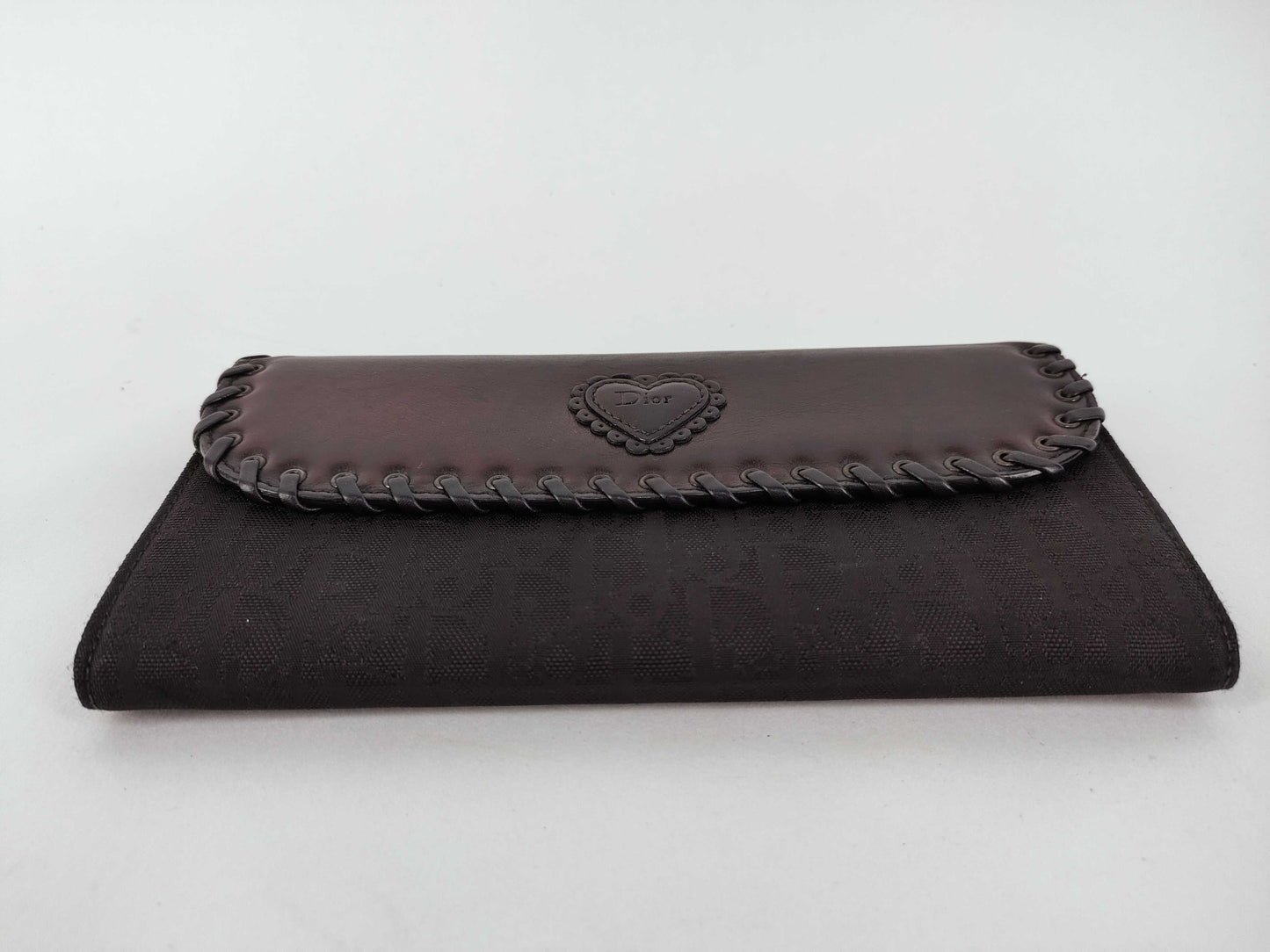 Dior Trotter Christian Dior Long Wallet Trotter Ethnic Heart Black Wallet