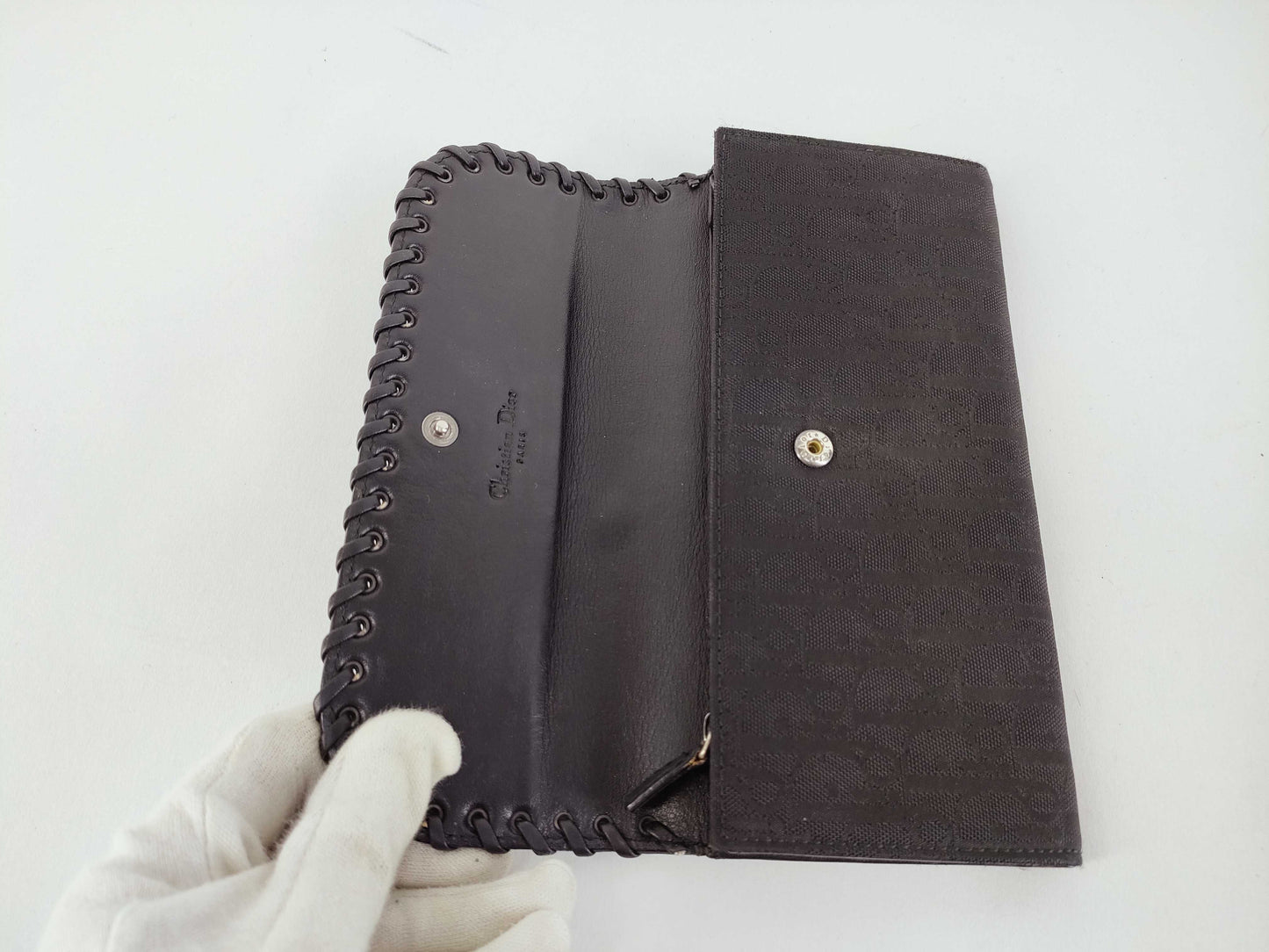 Dior Trotter Christian Dior Long Wallet Trotter Ethnic Heart Black Wallet
