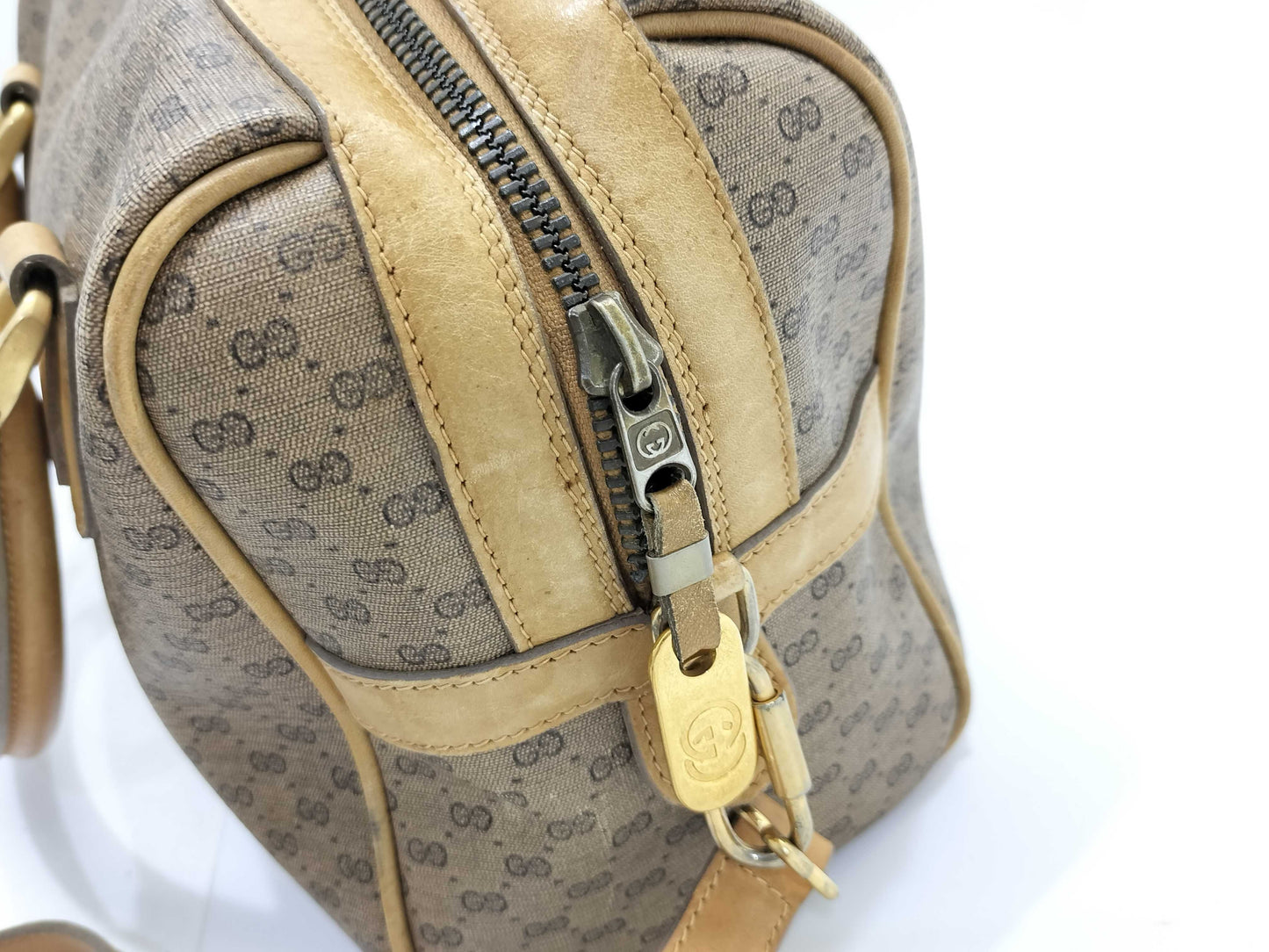 GUCCI Old Gucci Micro GG Handbag 2WAY Beige Handbag