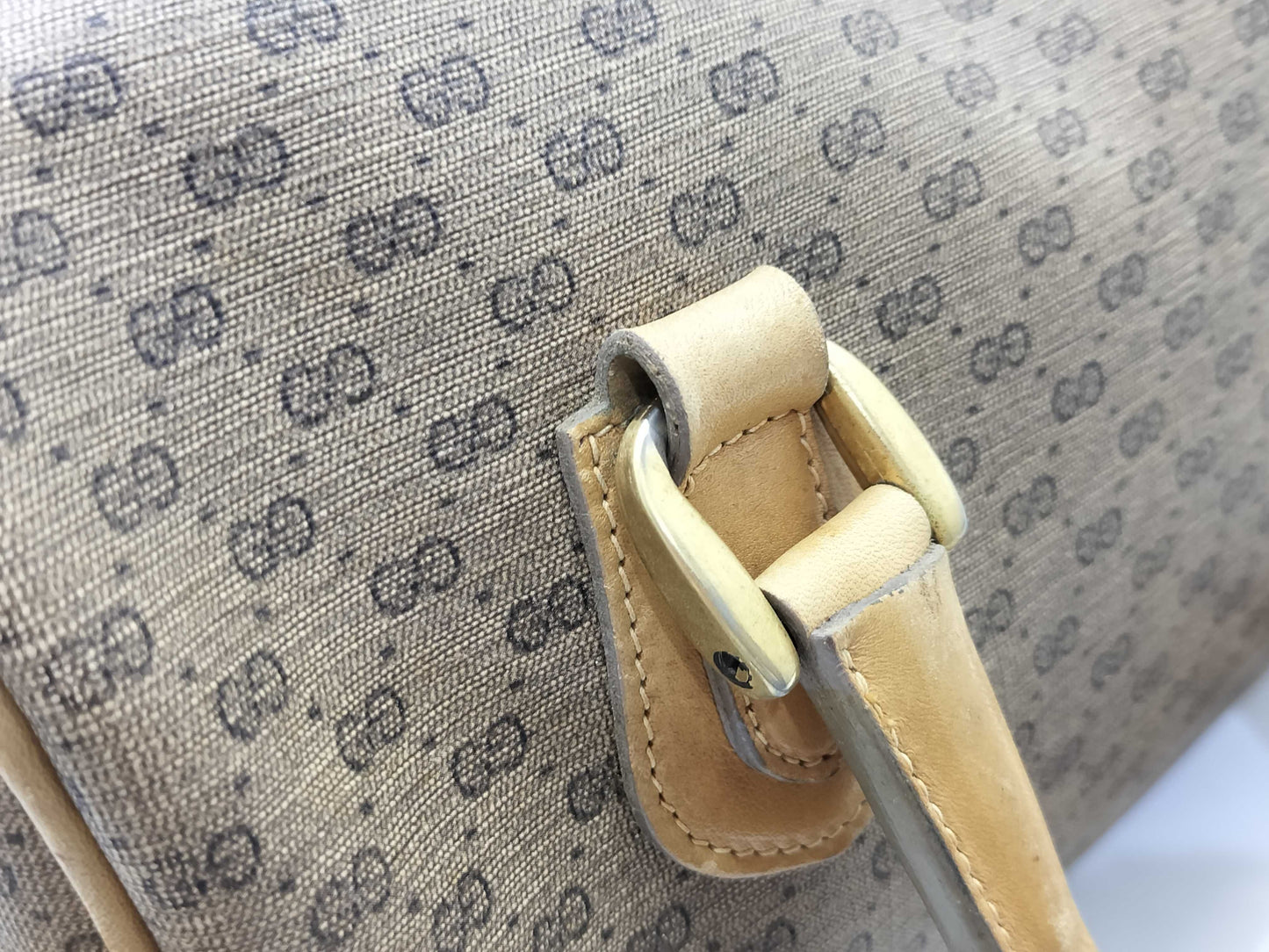 GUCCI Old Gucci Micro GG Handbag 2WAY Beige Handbag