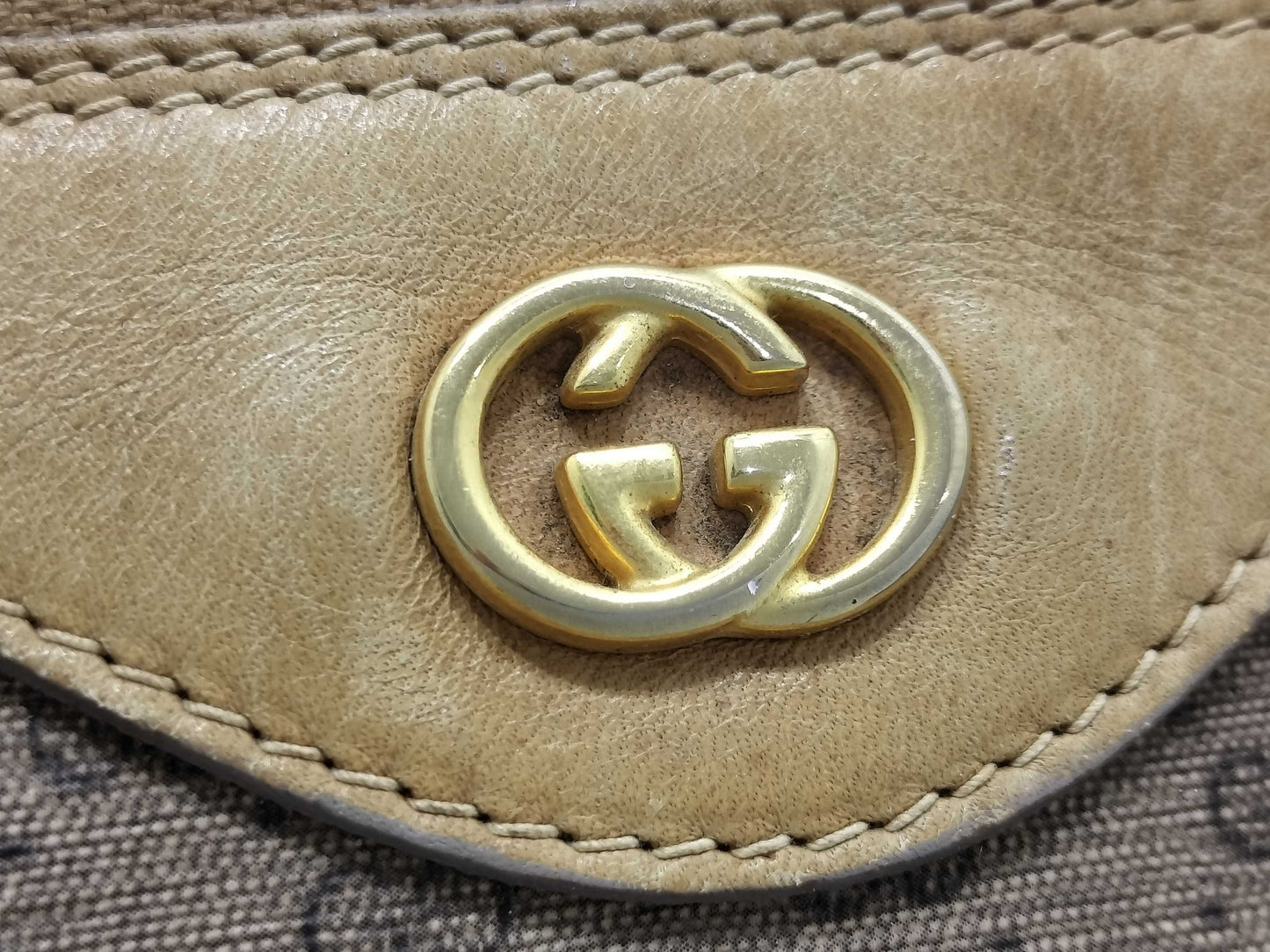 GUCCI Old Gucci Micro GG Handbag 2WAY Beige Handbag