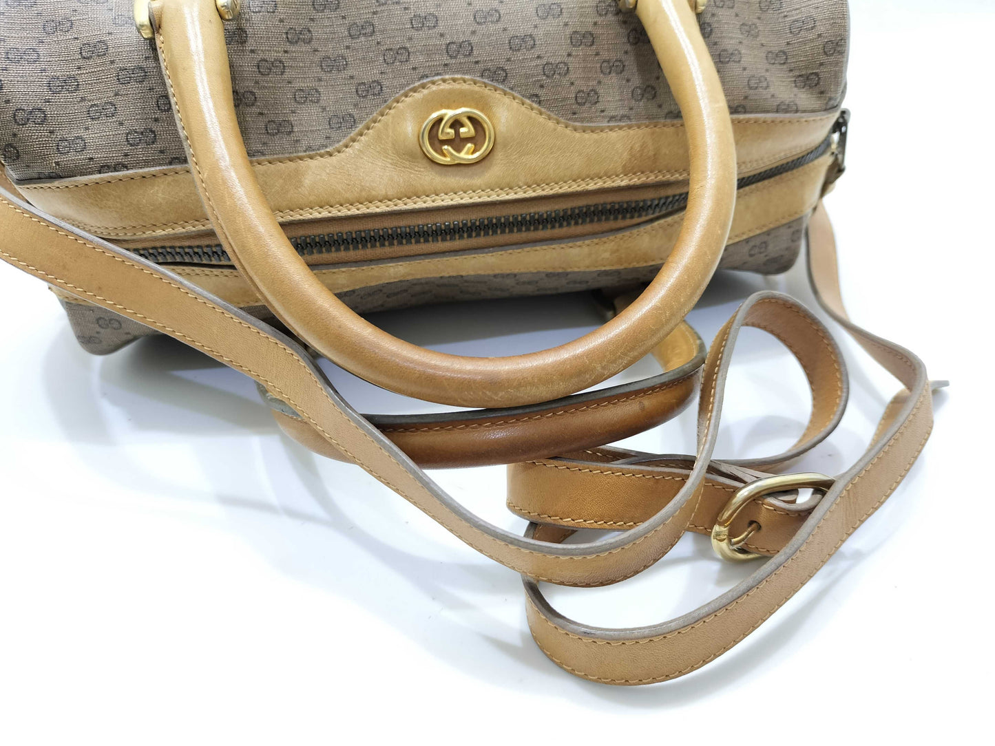 GUCCI Old Gucci Micro GG Handbag 2WAY Beige Handbag