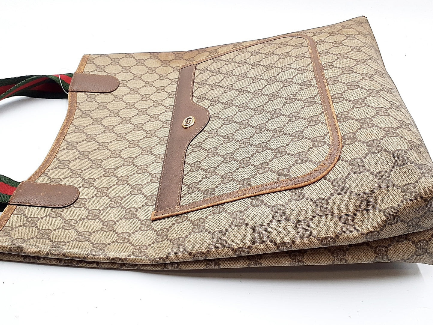GUCCI 3-piece set: GG Supreme Sherry Line leather tote and leather second tote bag