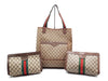 GUCCI 3-piece set: GG Supreme Sherry Line leather tote and leather second tote bag