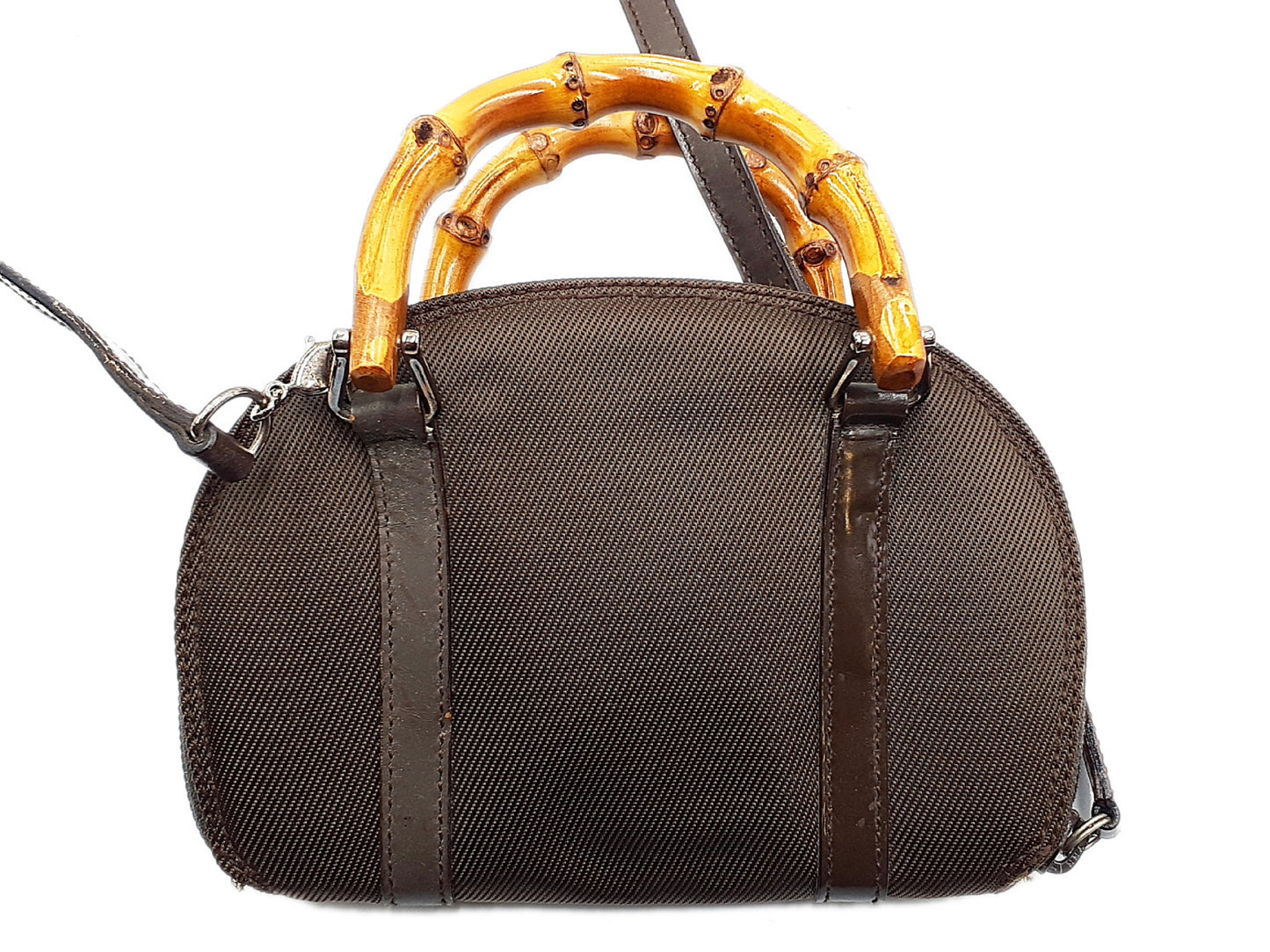 GUCCI 2-way bamboo and leather shoulder bag with strap 039 1705