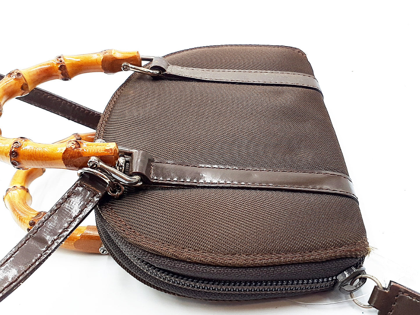 GUCCI 2-way bamboo and leather shoulder bag with strap 039 1705