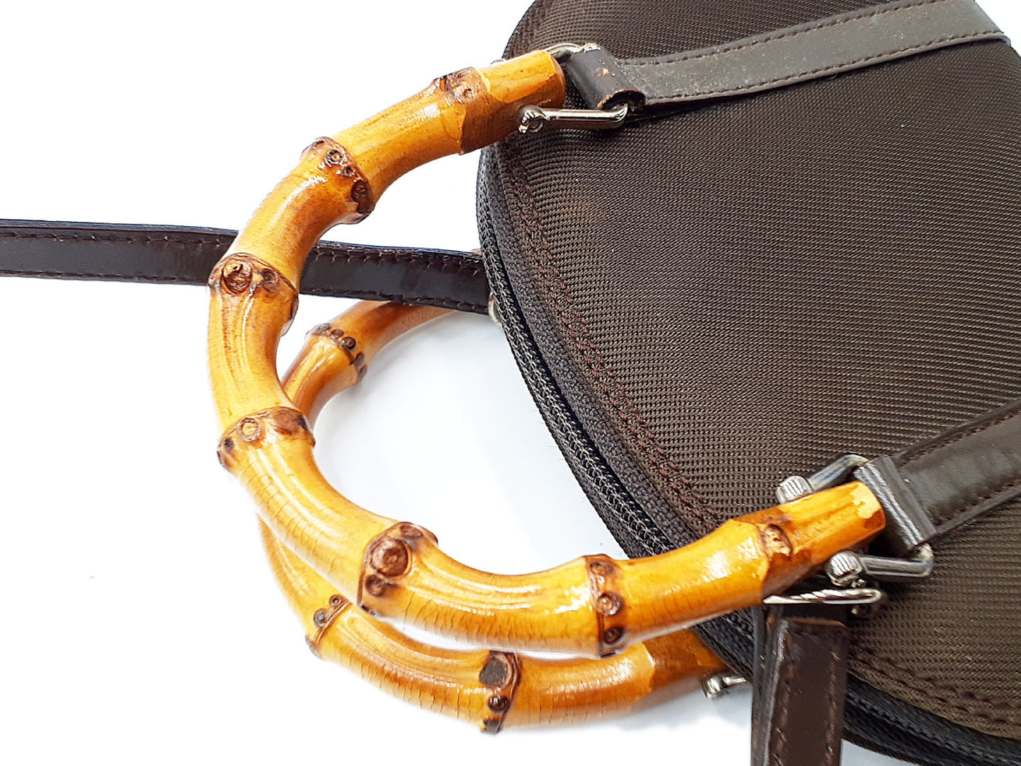 GUCCI 2-way bamboo and leather shoulder bag with strap 039 1705