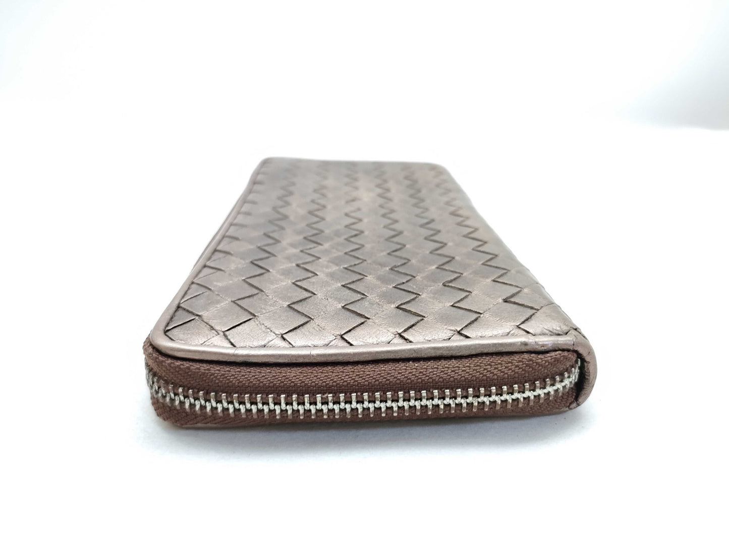 BOTTEGA VENETA Intrecciato Bottega Veneta Round Long Wallet Leather Zipper Blonde Wallet