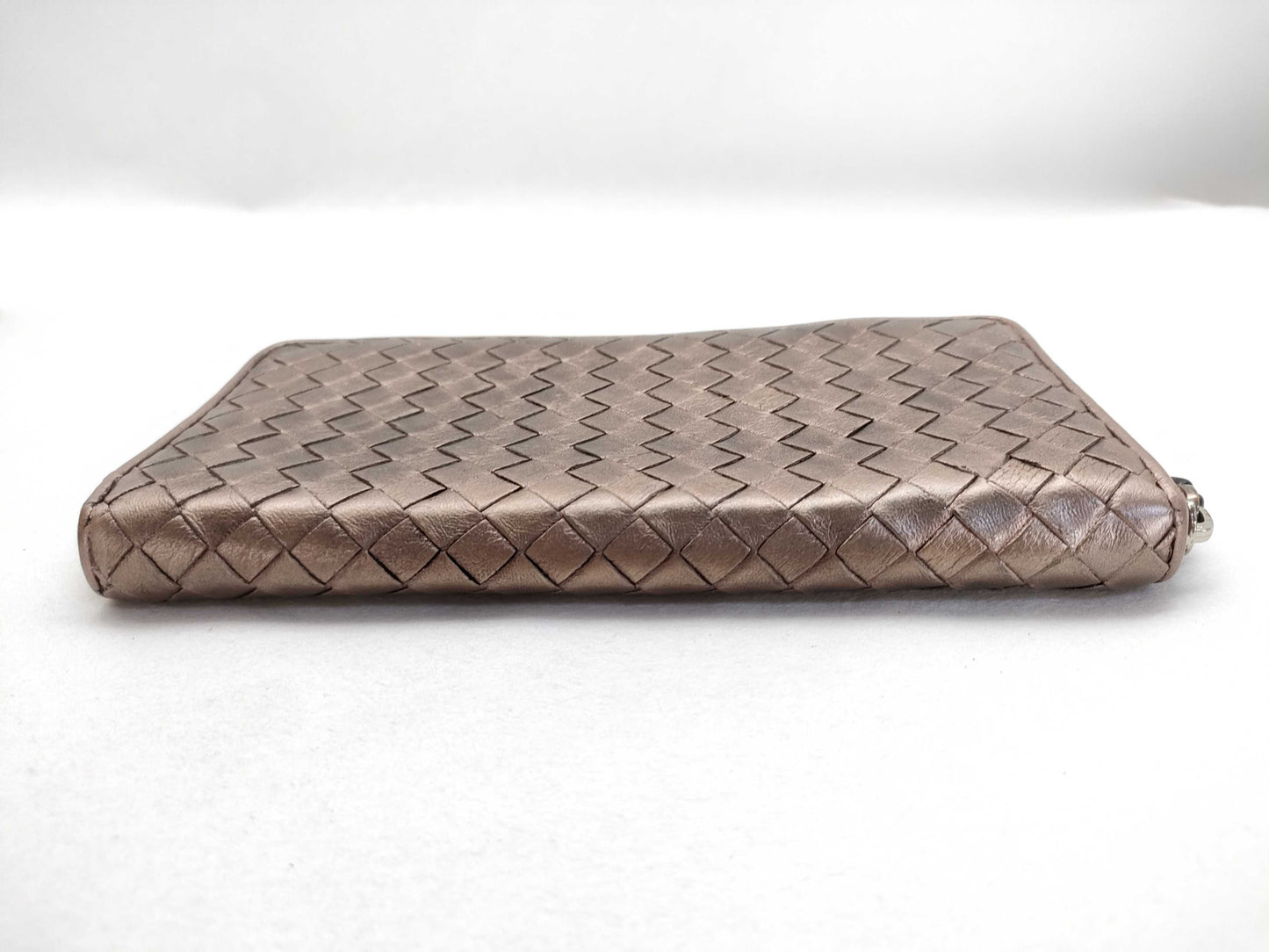 BOTTEGA VENETA Intrecciato Bottega Veneta Round Long Wallet Leather Zipper Blonde Wallet