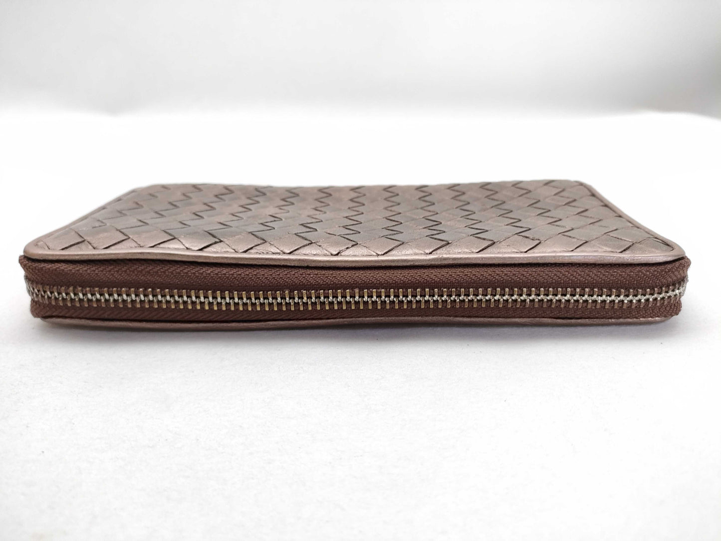 BOTTEGA VENETA Intrecciato Bottega Veneta Round Long Wallet Leather Zipper Blonde Wallet