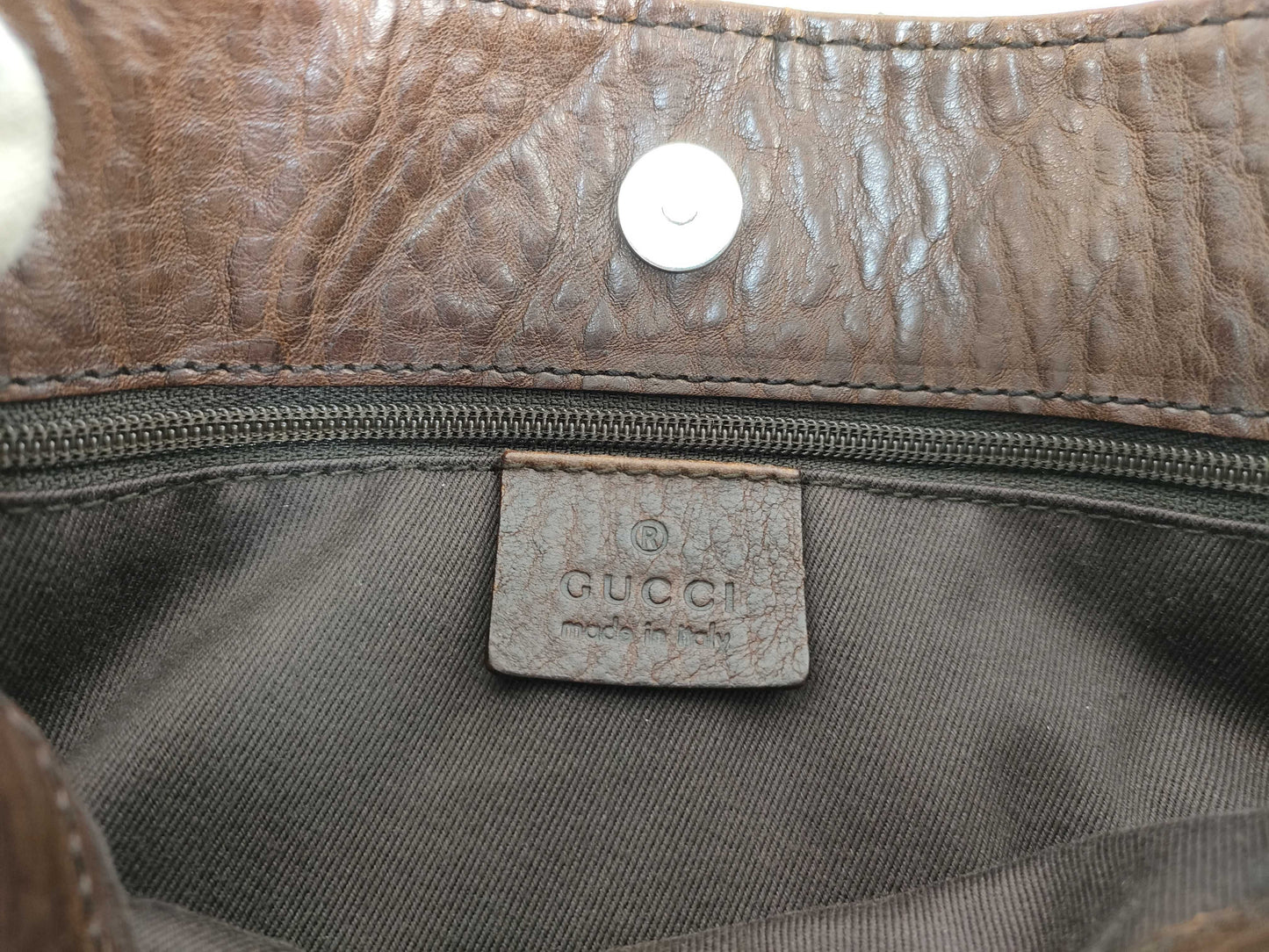 GUCCI 101971 Shoulder Bag GG Line Denim Leather Dark Brown Shoulder Bag