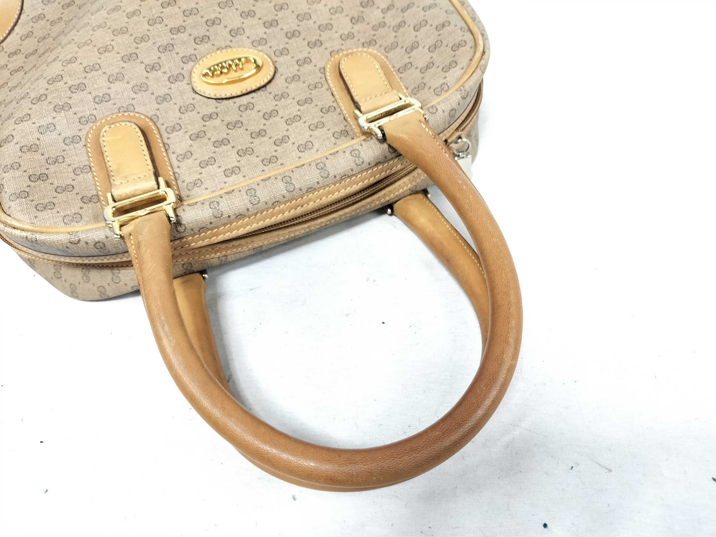 GUCCI GG Gucci 104 000 Handbag Micro GG PVC Leather Beige Handbag