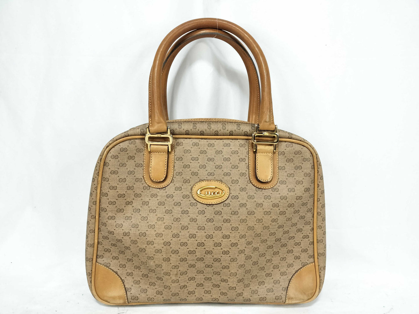 GUCCI GG Gucci 104 000 Handbag Micro GG PVC Leather Beige Handbag