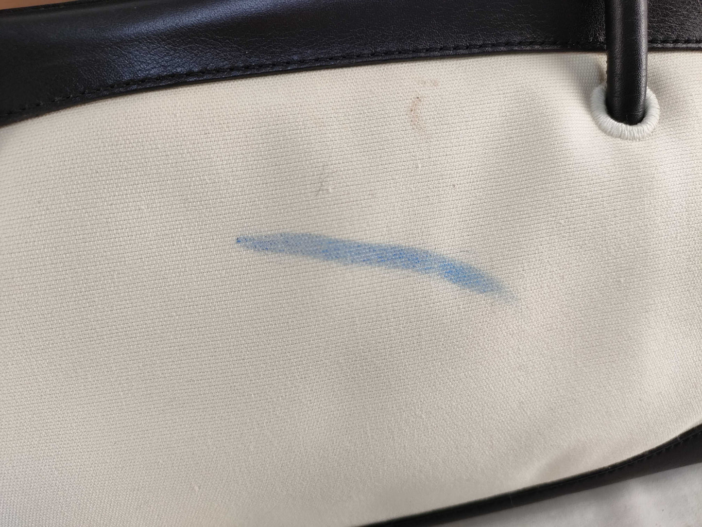 GUCCI 92726 Handbag, Plain Canvas x Leather, White/Black