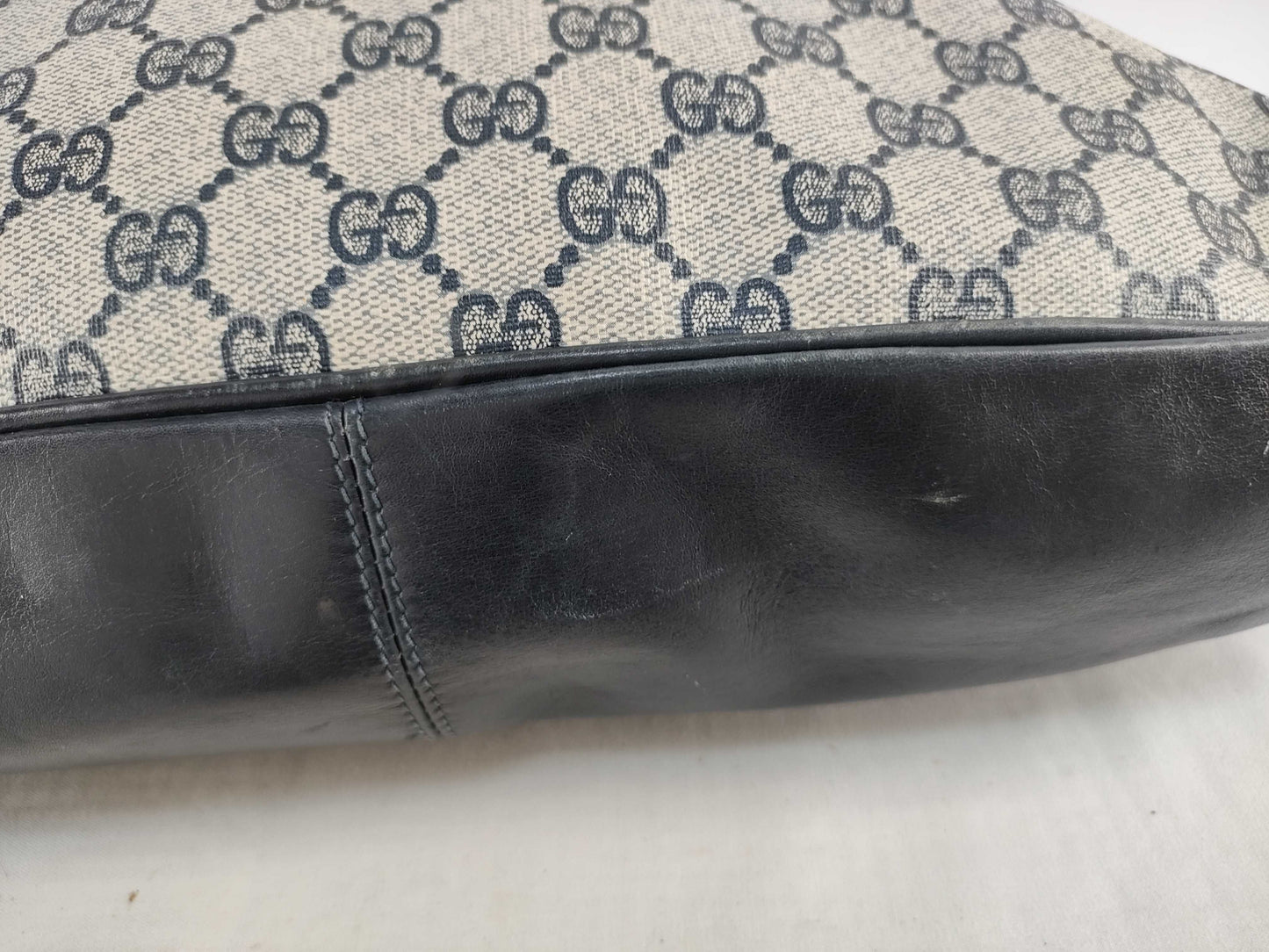 GUCCI Old Gucci 49 Tote Bag Sherry Line GG Supreme Mesh Navy Tote Bag