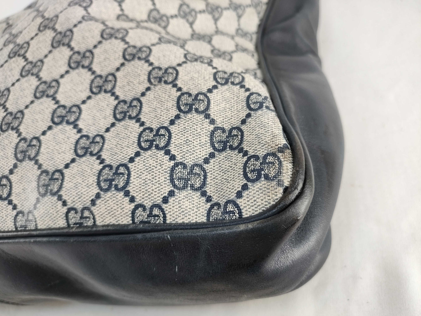 GUCCI Old Gucci 49 Tote Bag Sherry Line GG Supreme Mesh Navy Tote Bag