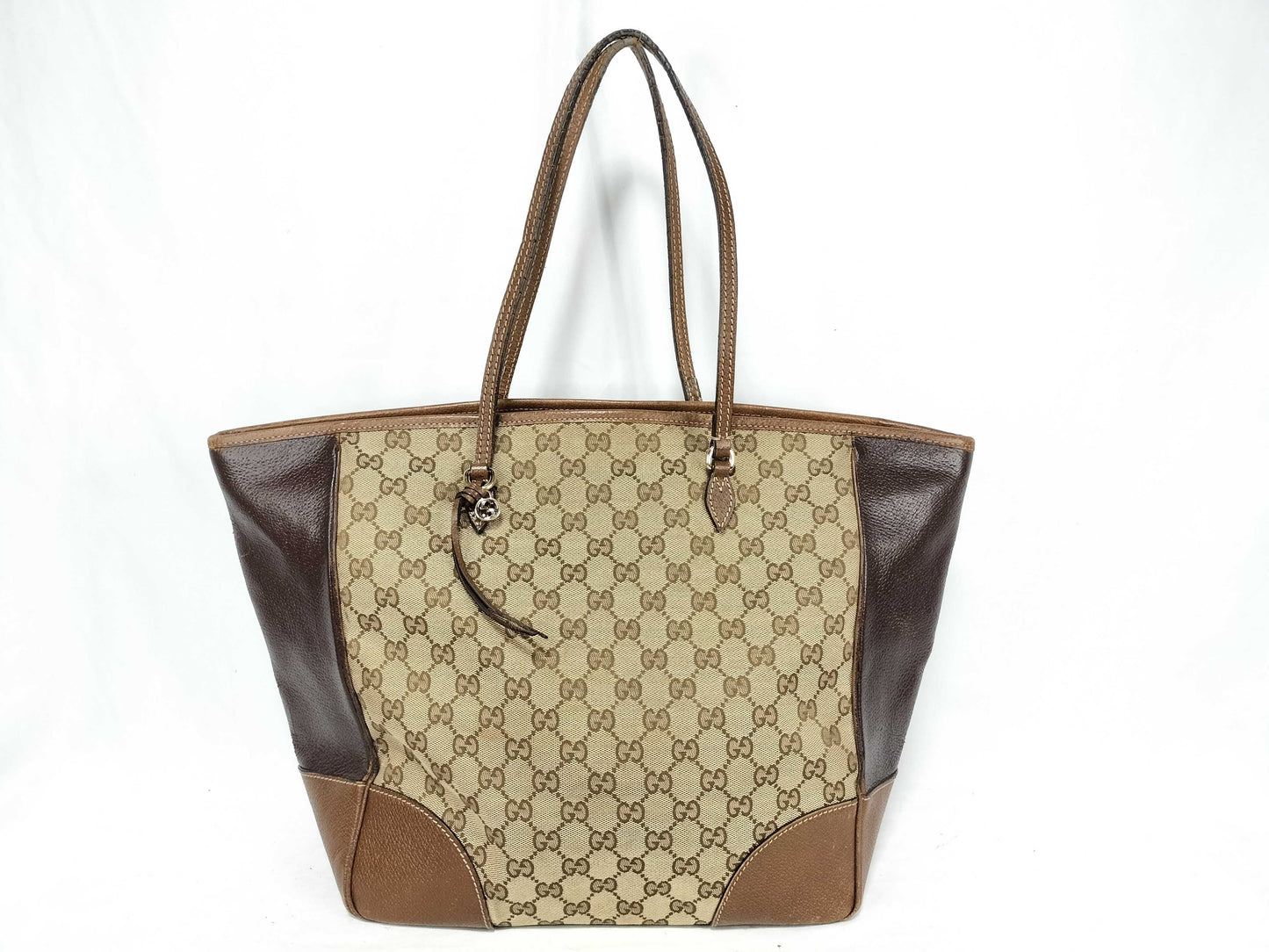 GUCCI GG Canvas Tote Bag 323671 GG Canvas Leather Brown Tote Bag