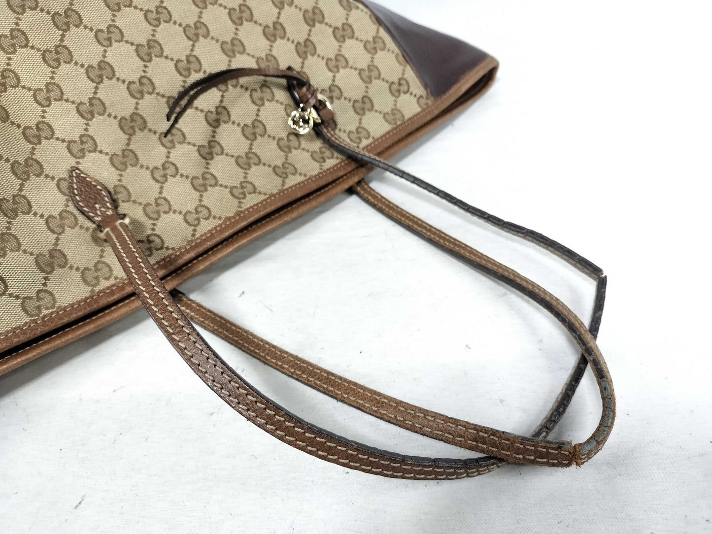 GUCCI GG Canvas Tote Bag 323671 GG Canvas Leather Brown Tote Bag