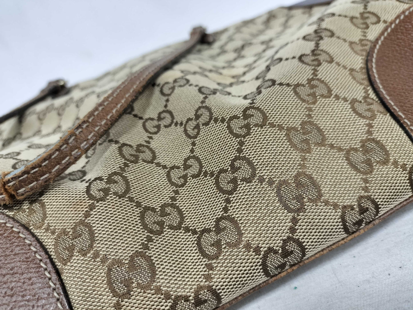 GUCCI GG Canvas Tote Bag 323671 GG Canvas Leather Brown Tote Bag