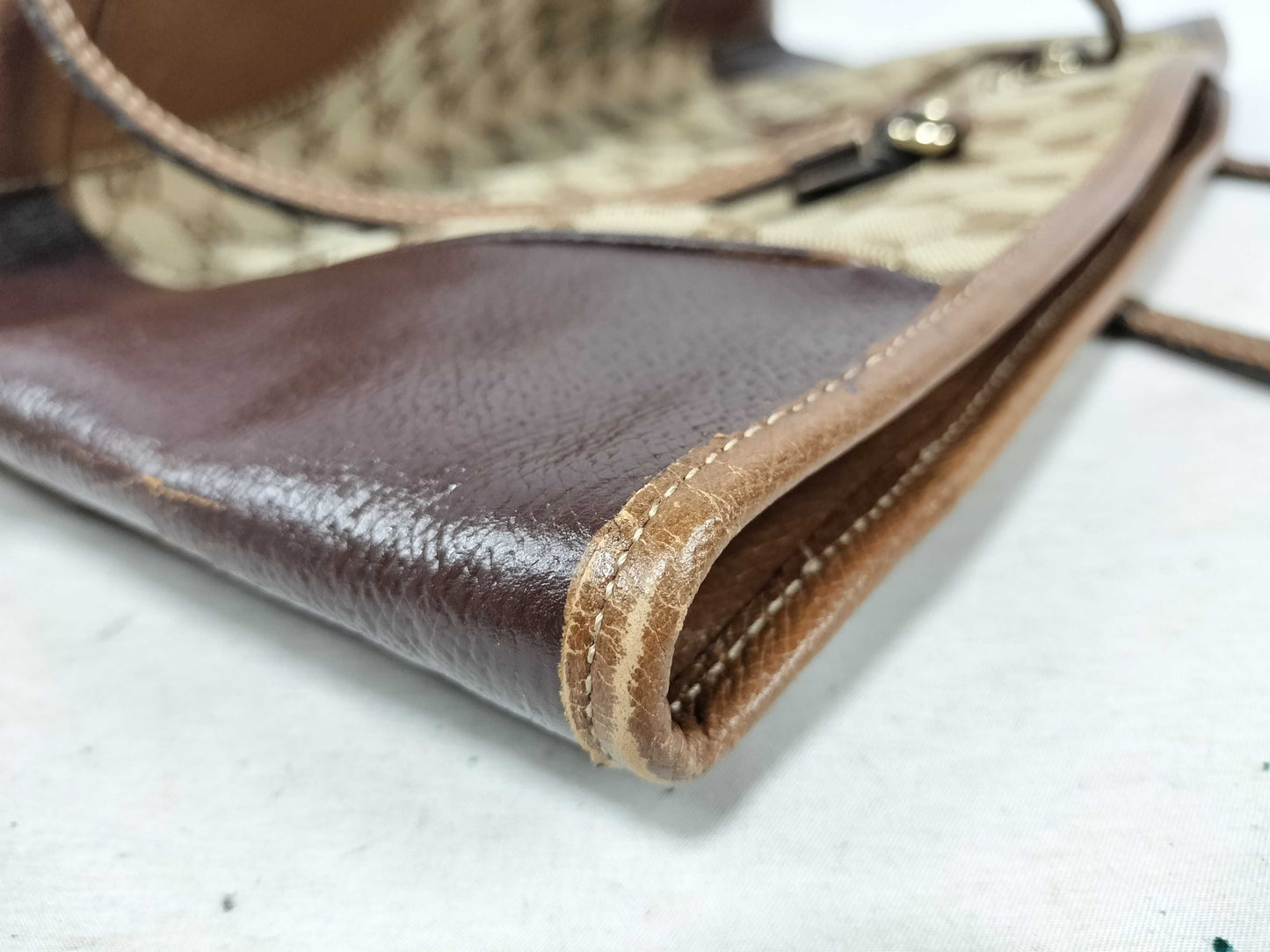 GUCCI GG Canvas Tote Bag 323671 GG Canvas Leather Brown Tote Bag