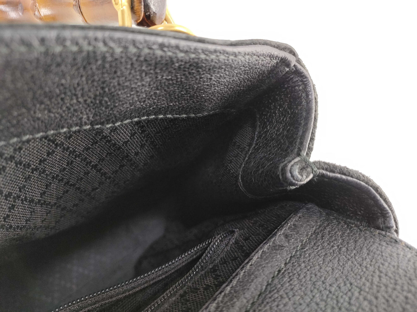 GUCCI Bamboo Gucci Shoulder Bag/Handbag 2-Way Bamboo Suede Black Handbag