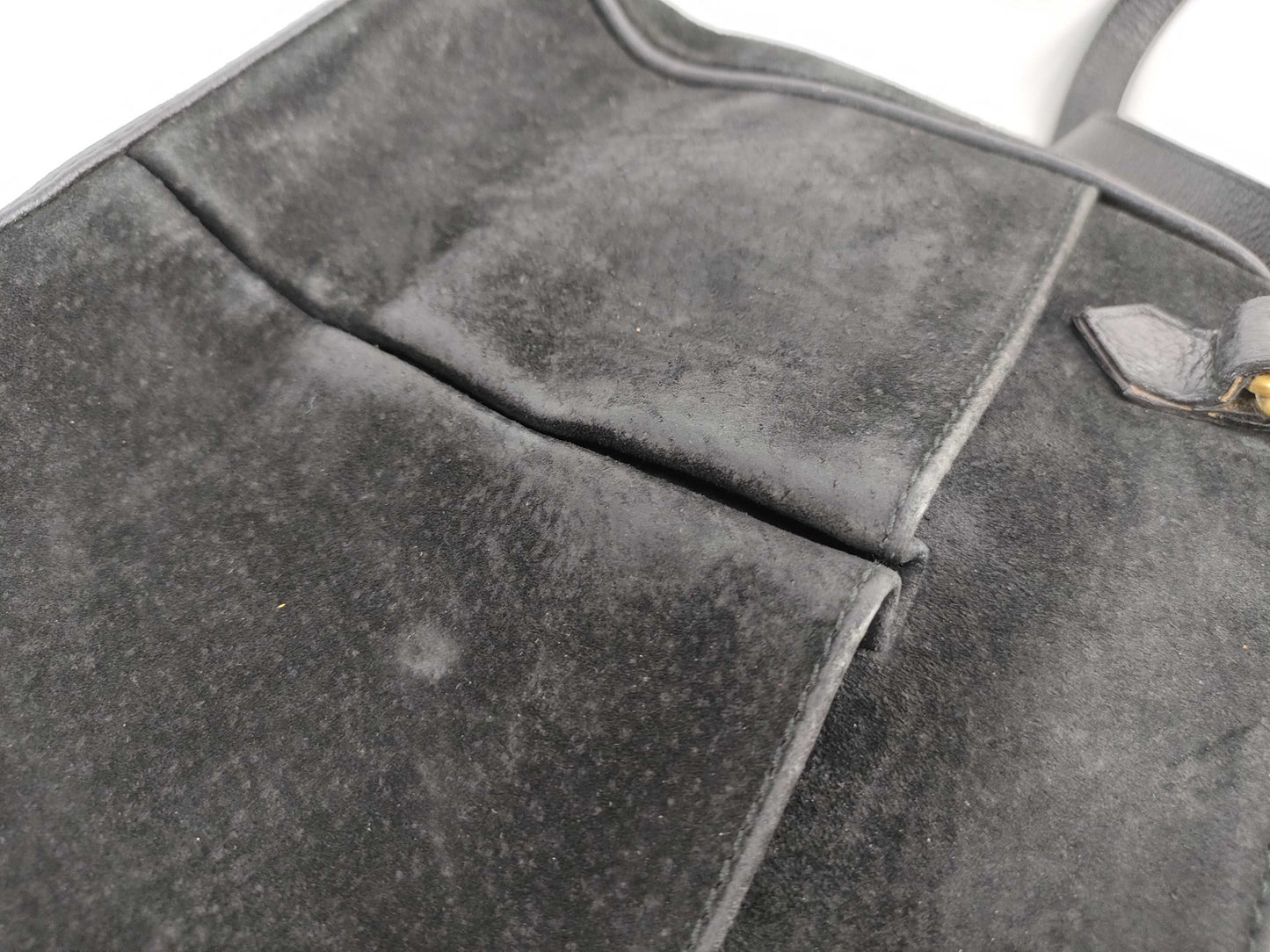 GUCCI Bamboo Gucci Shoulder Bag/Handbag 2-Way Bamboo Suede Black Handbag