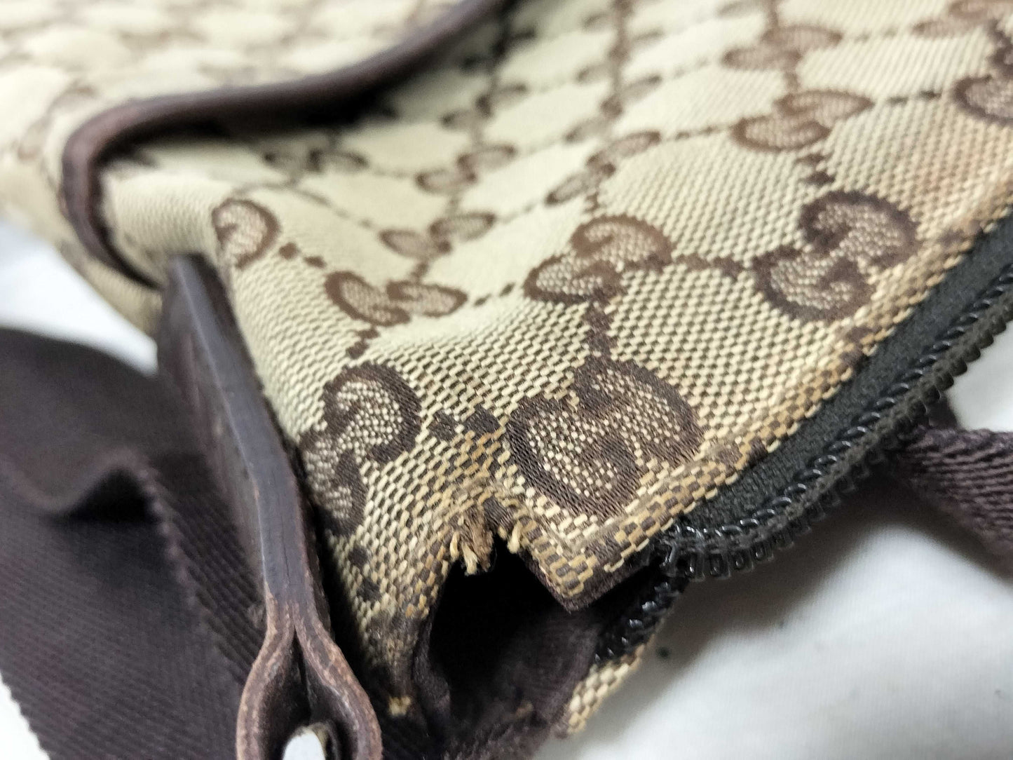 GUCCI GG Canvas Gucci 145857 GG Canvas Shoulder Bag Leather Brown Shoulder Bag