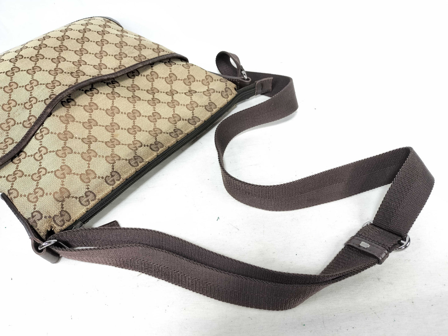 GUCCI GG Canvas Gucci 145857 GG Canvas Shoulder Bag Leather Brown Shoulder Bag