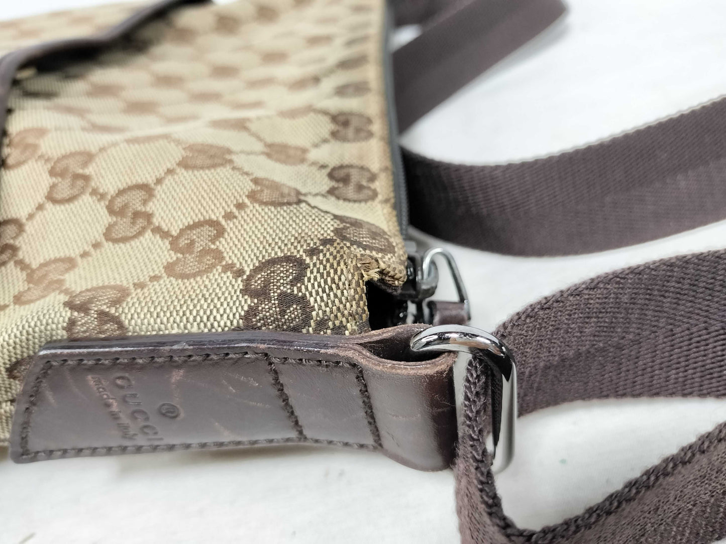 GUCCI GG Canvas Gucci 145857 GG Canvas Shoulder Bag Leather Brown Shoulder Bag