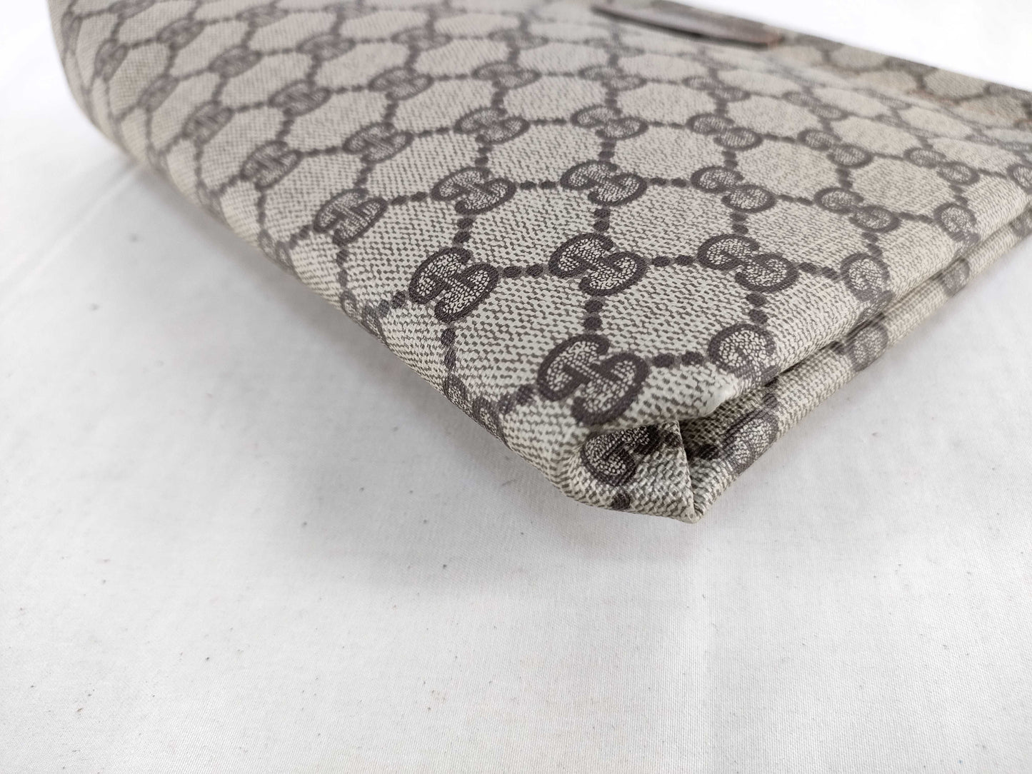 GUCCI 67 039 5229 GG Supreme Clutch Bag, PVC and Leather, Brown