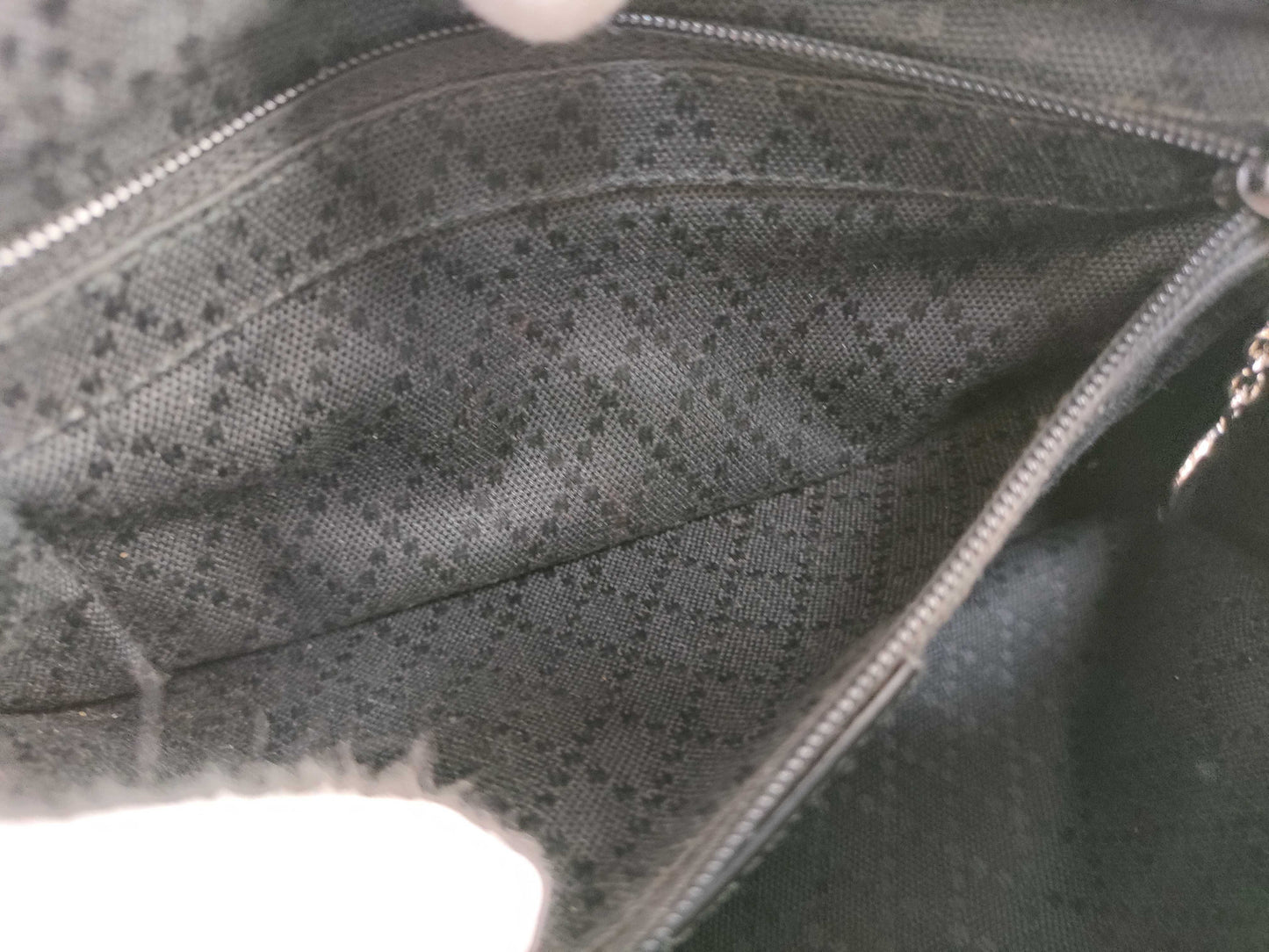 GUCCI Bamboo Gucci 000・1014 Bamboo Handbag Nylon x Patent Leather Black Handbag