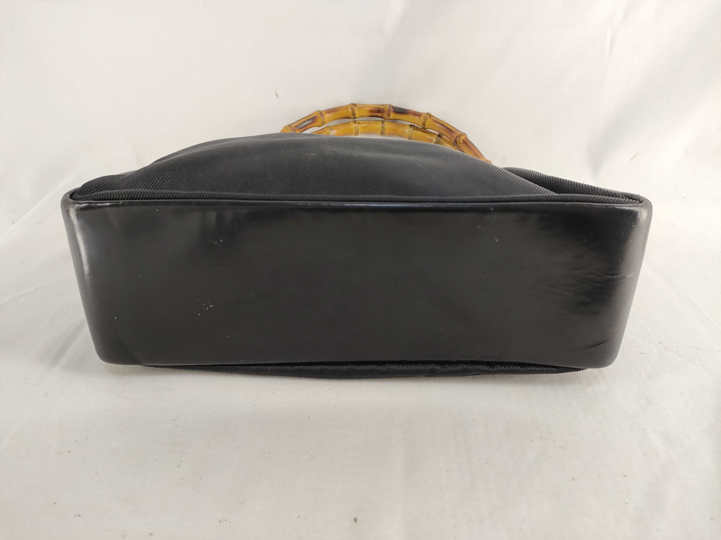 GUCCI Bamboo Gucci 000・1014 Bamboo Handbag Nylon x Patent Leather Black Handbag