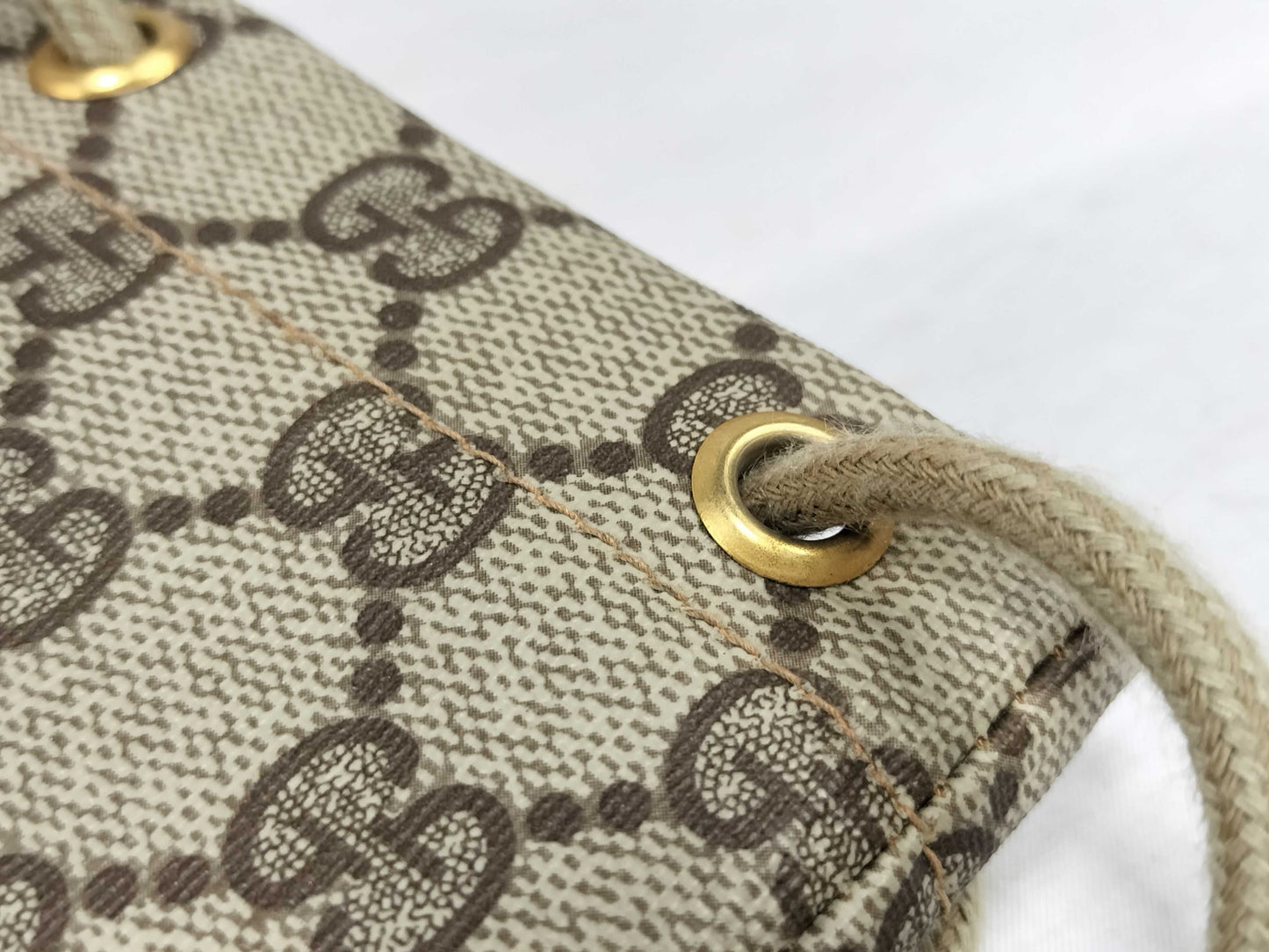 GUCCI GG Supreme Gucci 97 19 302 Drawstring Bag GG Supreme PVC Brown Bag
