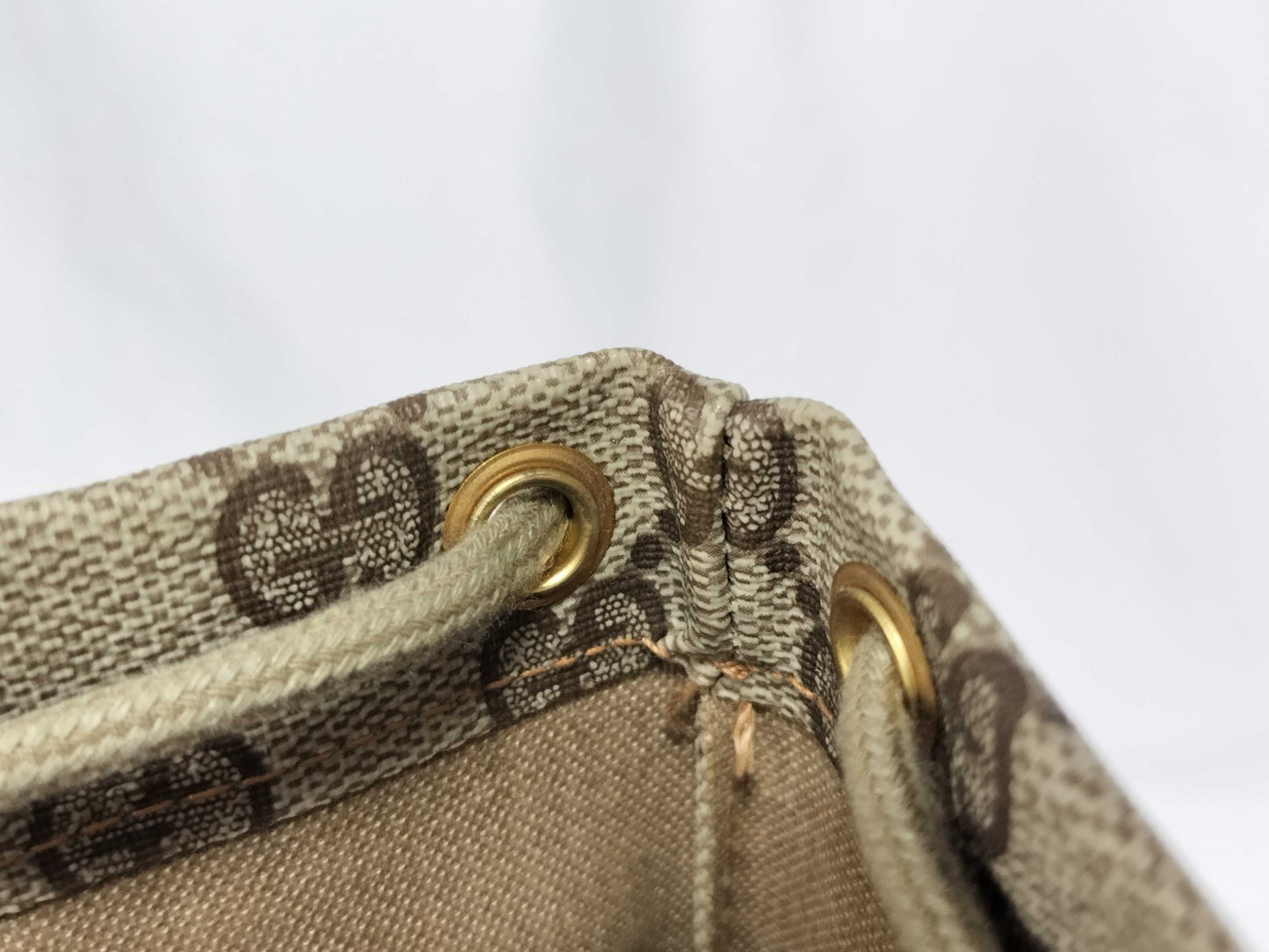 GUCCI GG Supreme Gucci 97 19 302 Drawstring Bag GG Supreme PVC Brown Bag