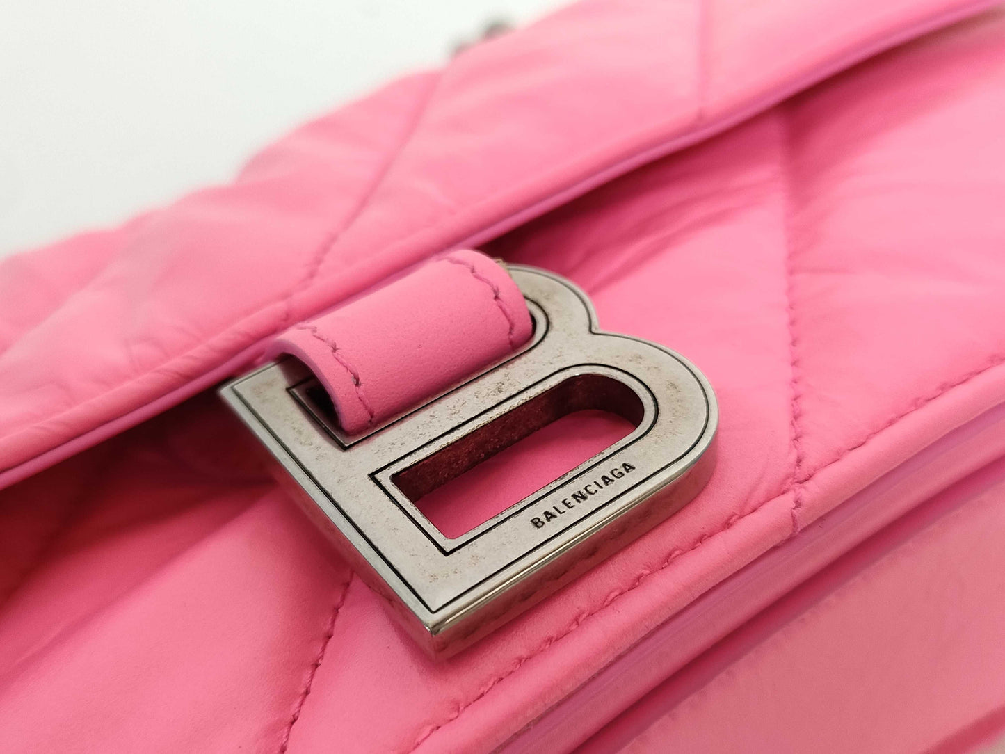 BALENCIAGA Hourglass Leather Chain Shoulder Bag