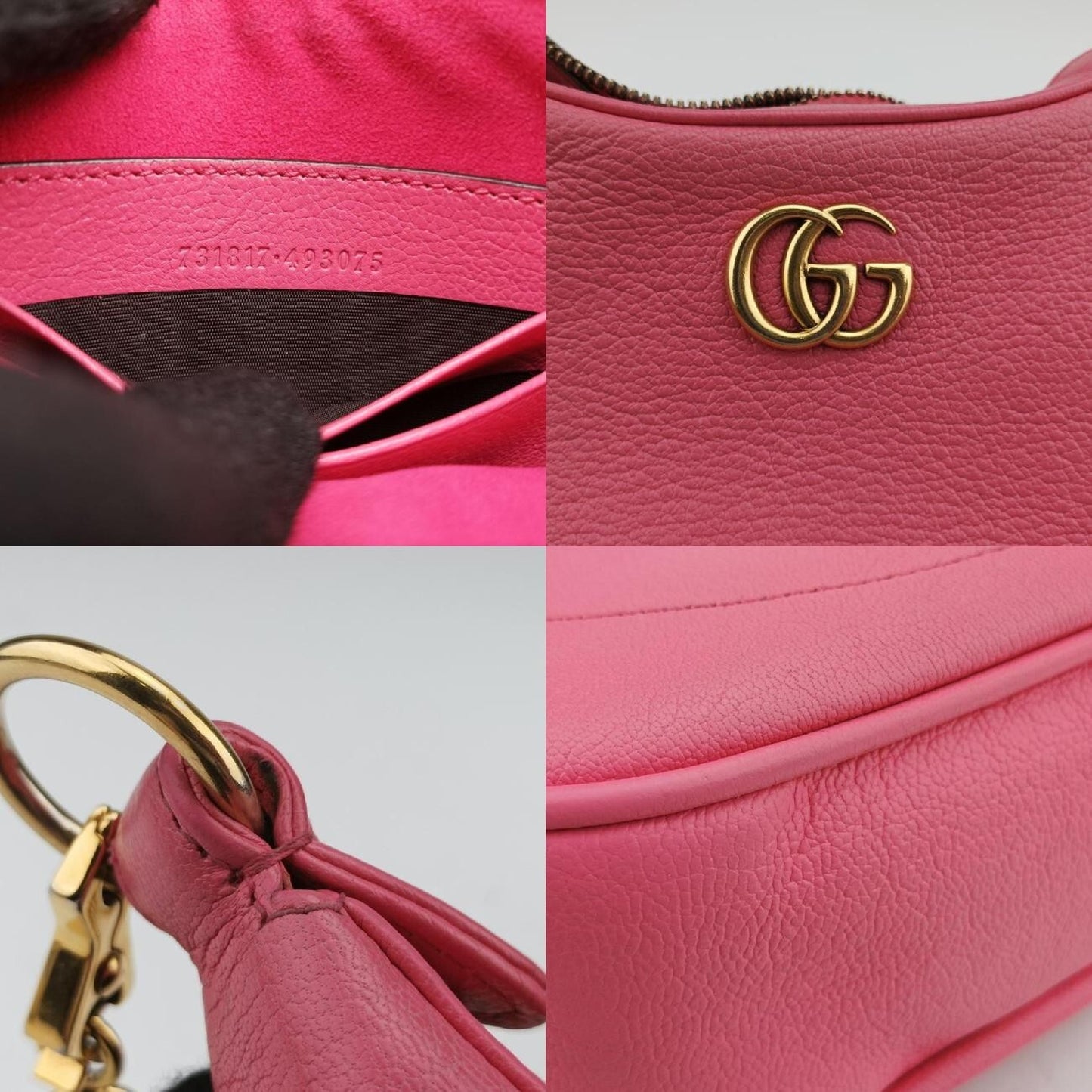 GUCCI Aphrodite Rose Red Leather Shoulder Bag 731817 I040094076