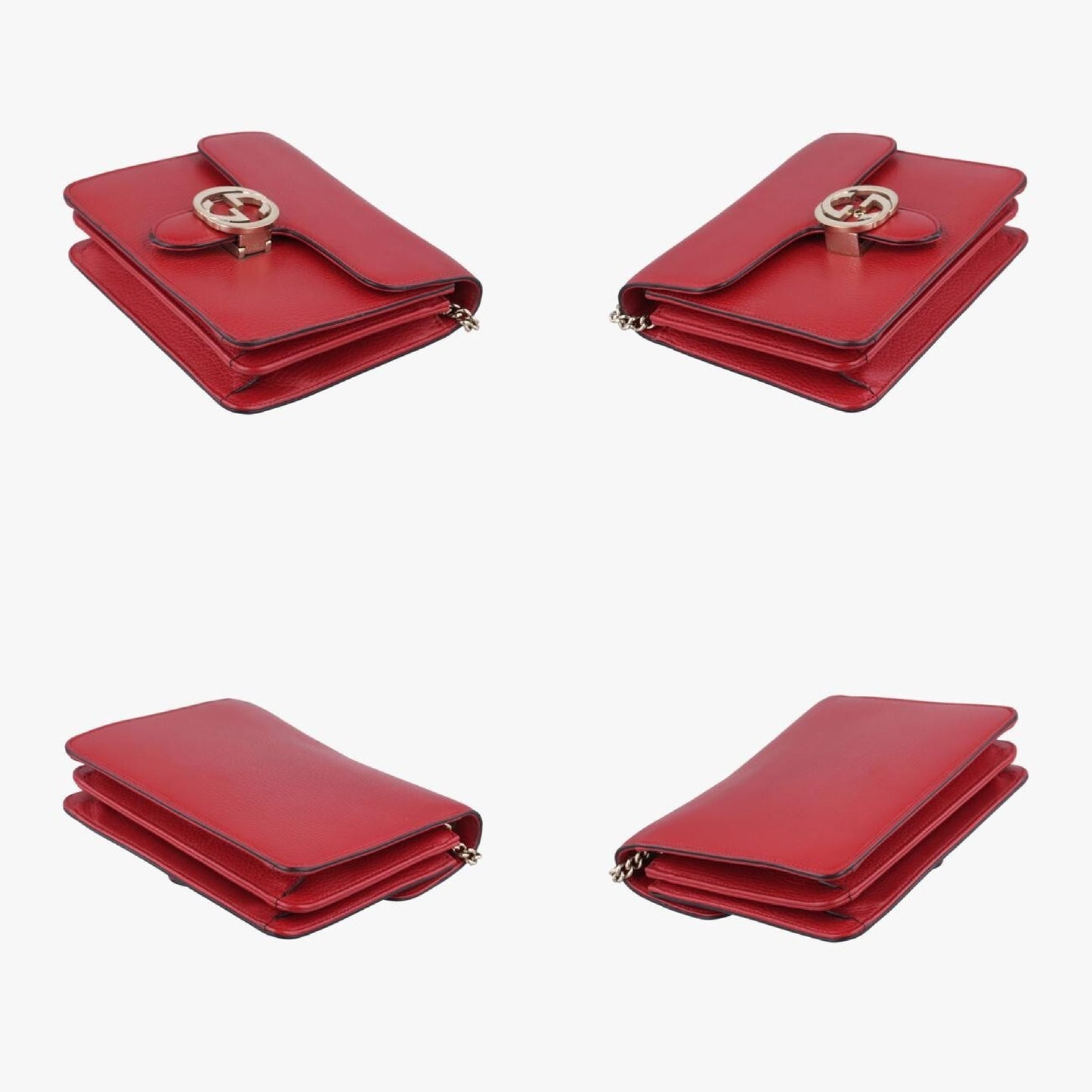 GUCCI Interlocking G Red Leather Shoulder Bag 510304G026579104